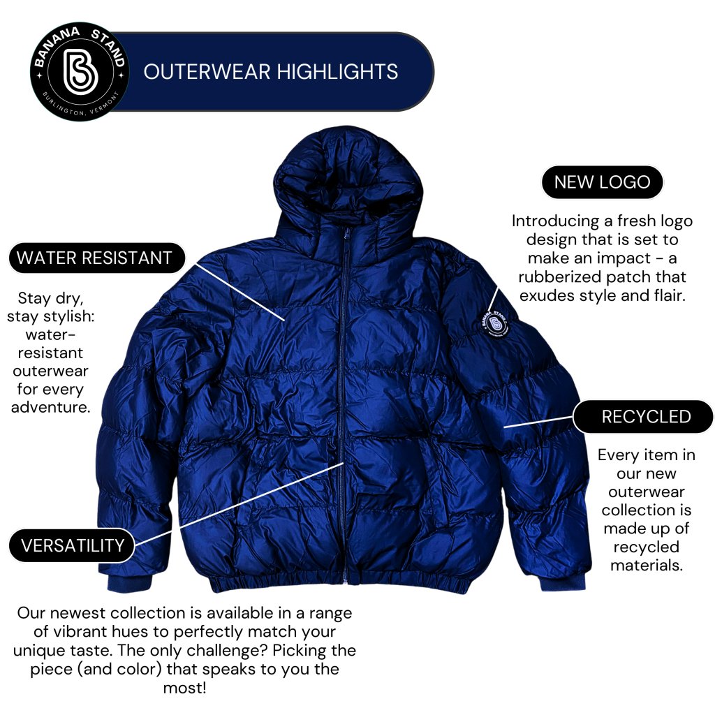 Banana Stand Oversized Puffer Jacket, Navy - Banana Stand