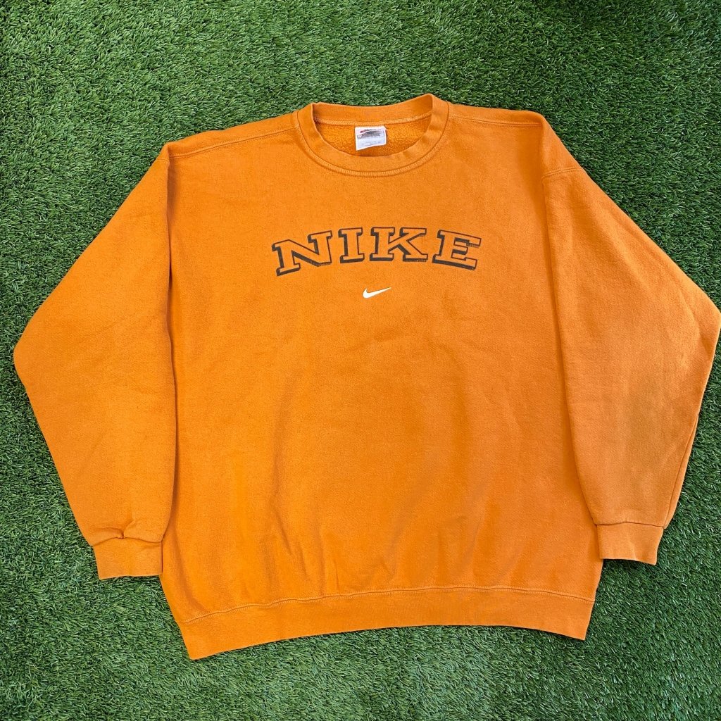 Nike Vintage Orange Center Swoosh Crewneck, Made in USA, XL