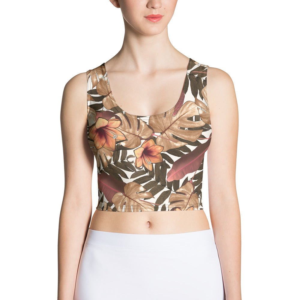Tropical Fall Print Crop Tank Top - Banana Stand