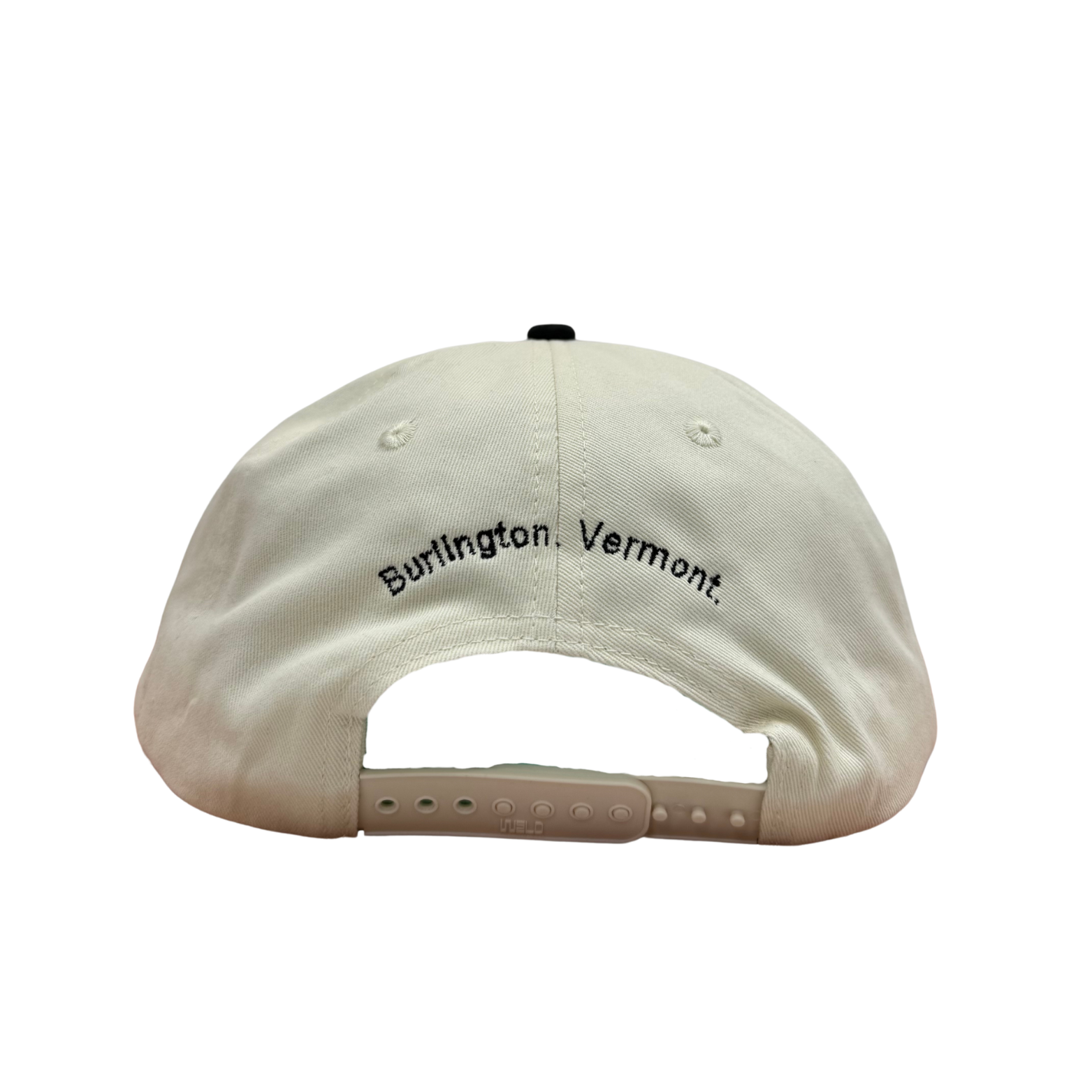 Banana Stand Cream/Black Snapback Hat with Burlington, Vermont