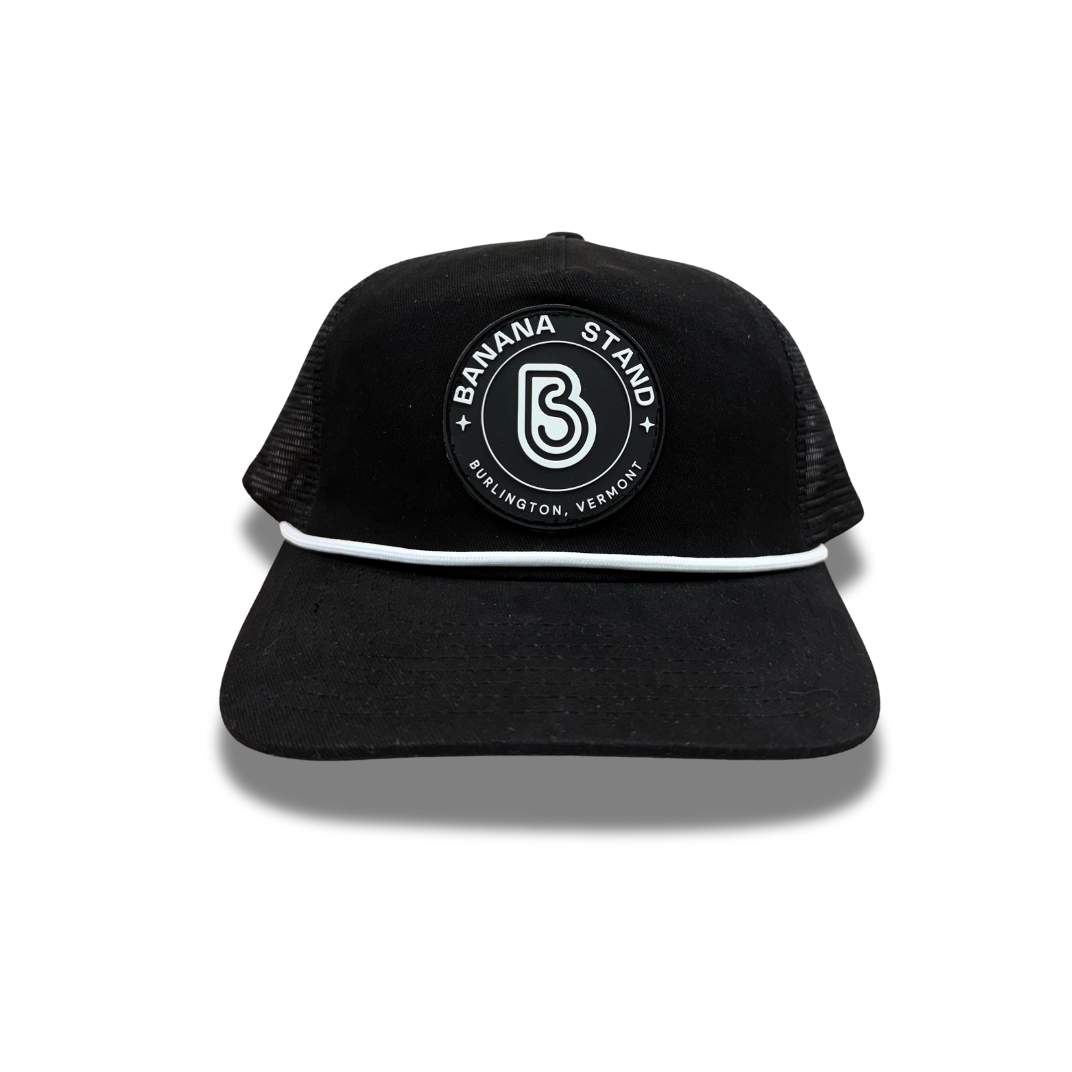 Banana Stand Black Trucker Hat With Burlington Patch