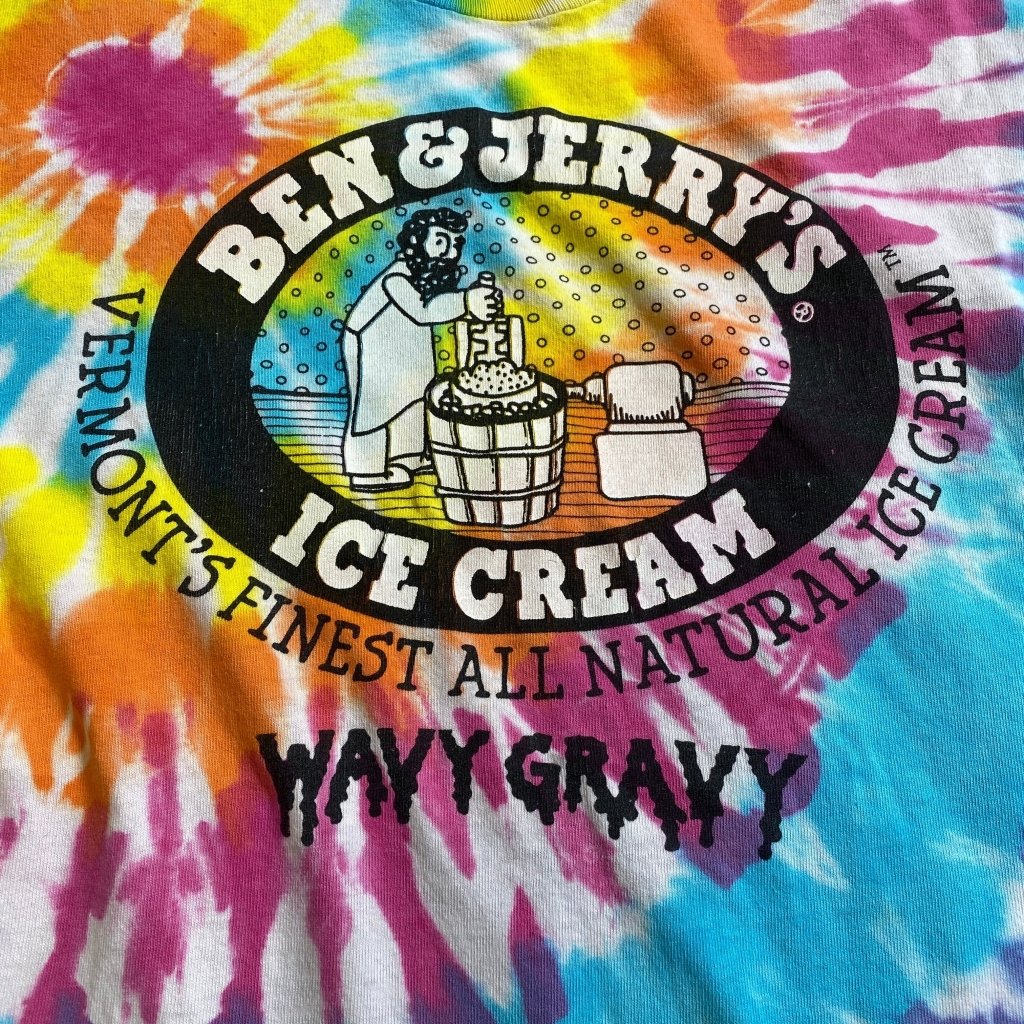 90’s Vintage Ben and Jerry's Wavy Gravy Tie Dye Shirt Made in USA - Banana Stand