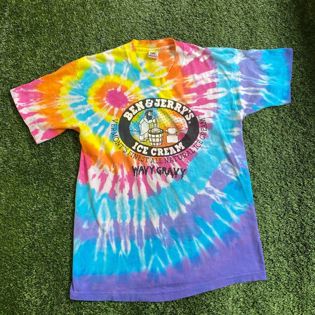 90’s Vintage Ben and Jerry's Wavy Gravy Tie Dye Shirt Made in USA - Banana Stand