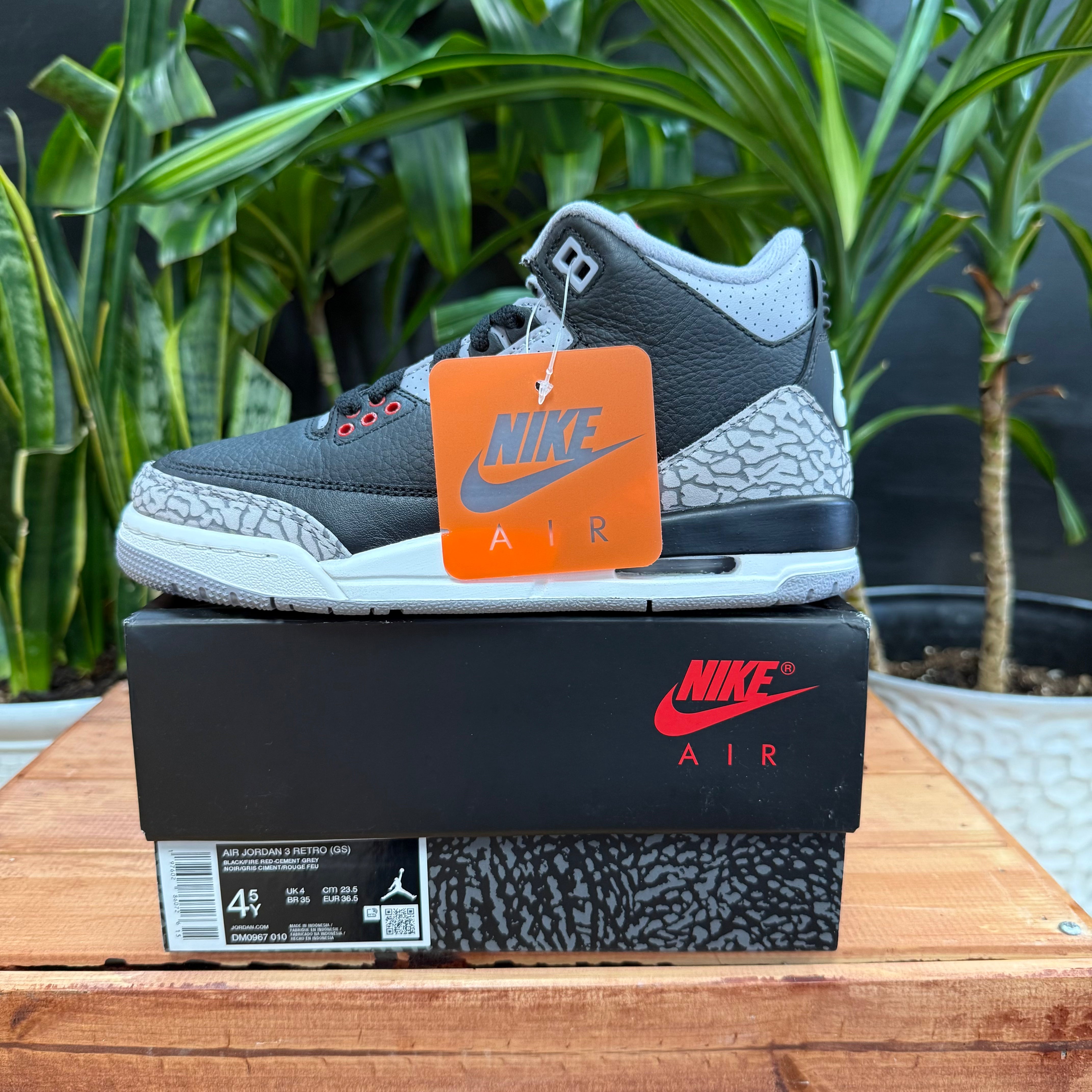 Jordan 3 Retro 'Black Cement', Mens 4.5, Womens 6