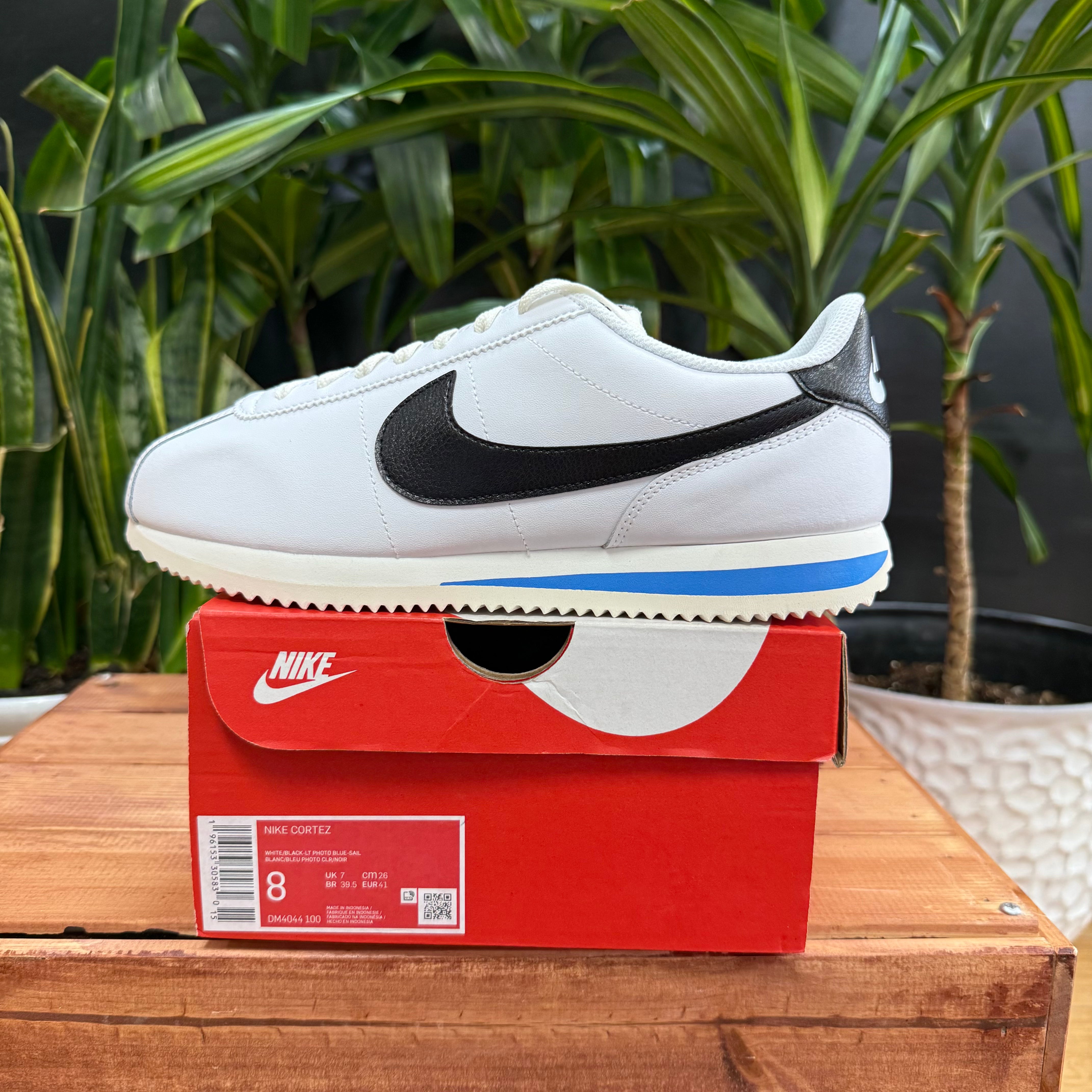 Nike Cortez White, Black, Baby Blue, Mens 8, W9.5