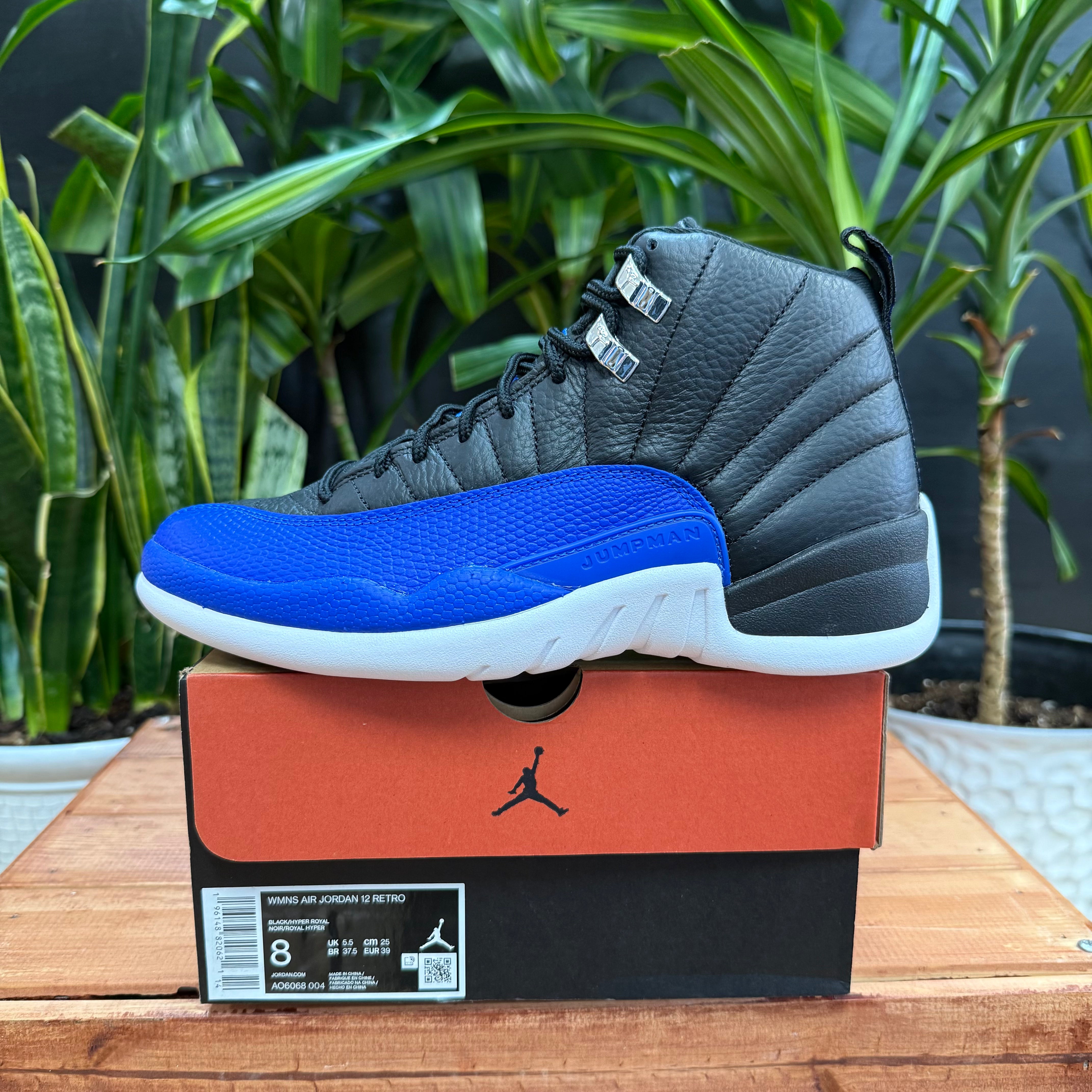 Jordan 12 Retro Black Hyper Royal, Mens 6.5, W8