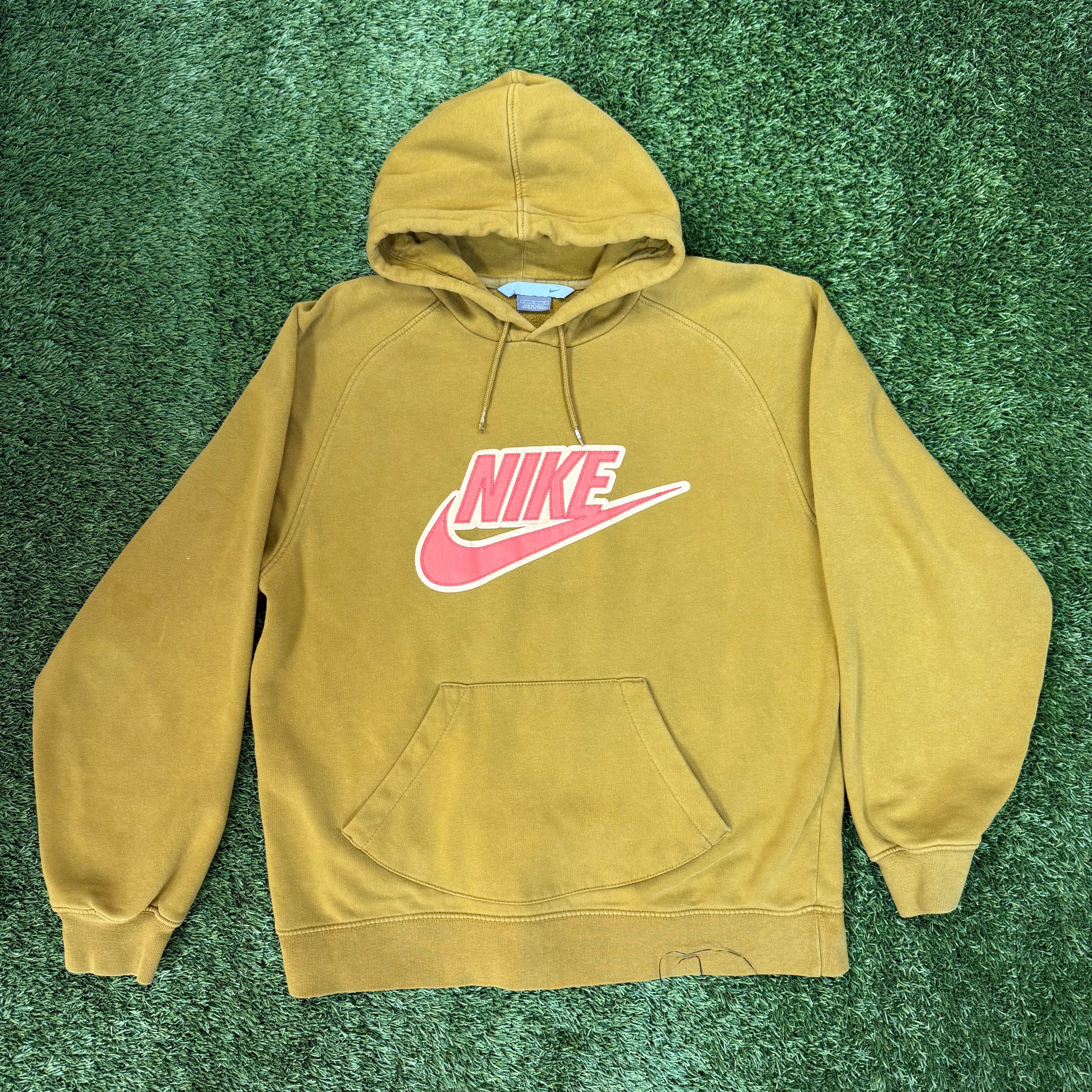 Nike Vintage Gold and Pink Center Swoosh Hoodie, L