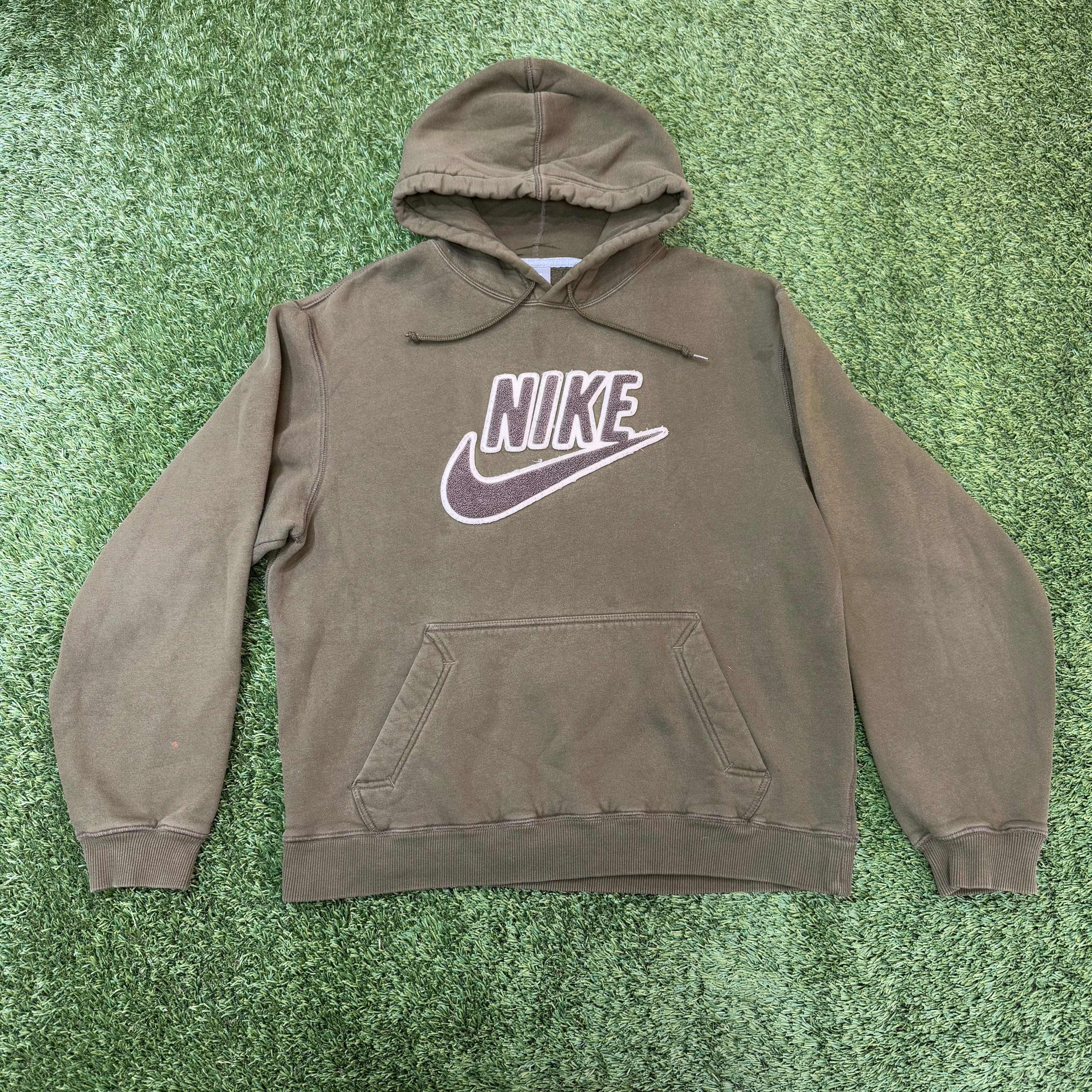 Nike Vintage Green and Gray Center Swoosh Hoodie, L