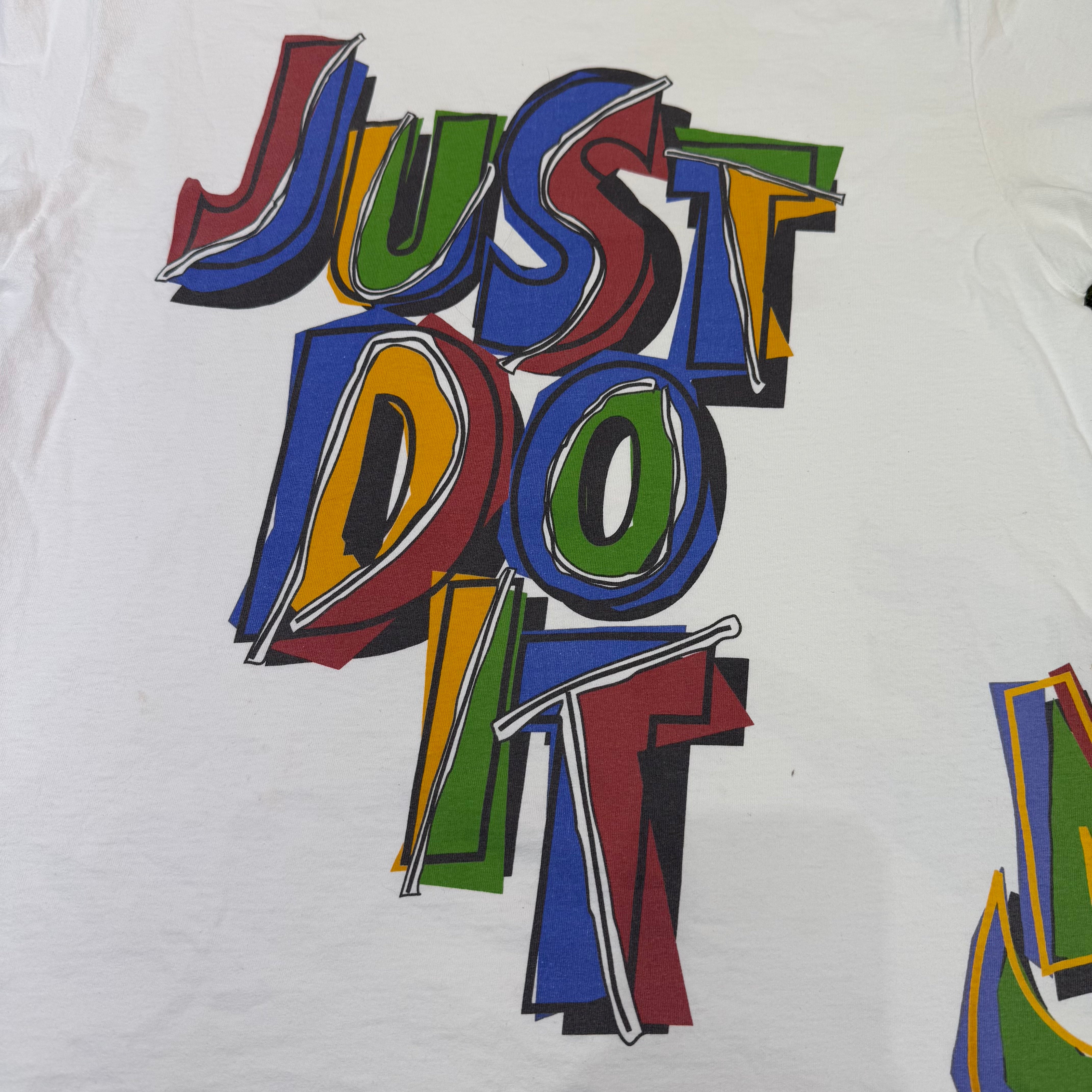 Nike Vintage White 'Just Do It' Short Sleeve Shirt, L