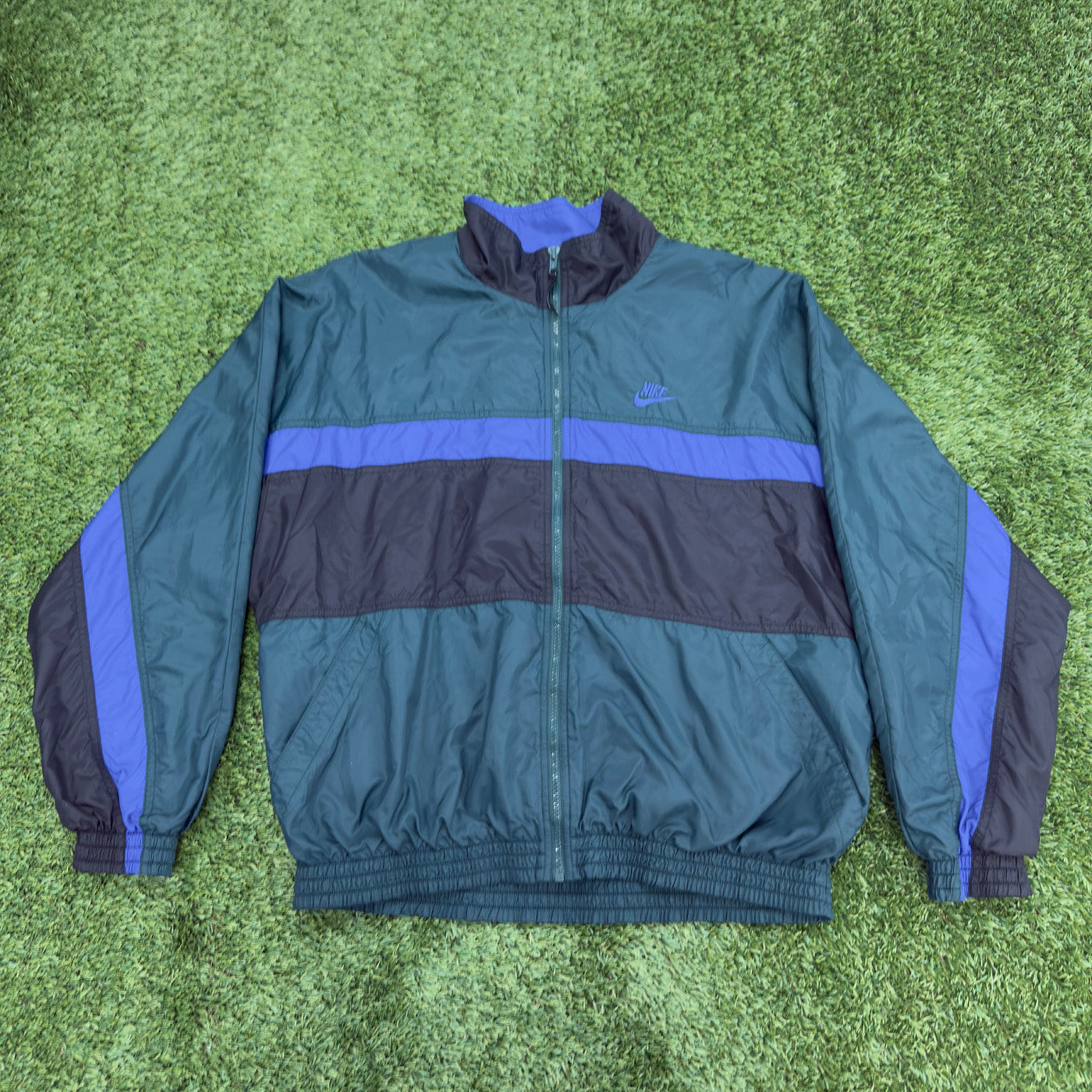 Nike Vintage Green, Black, Blue Windbreaker, XL