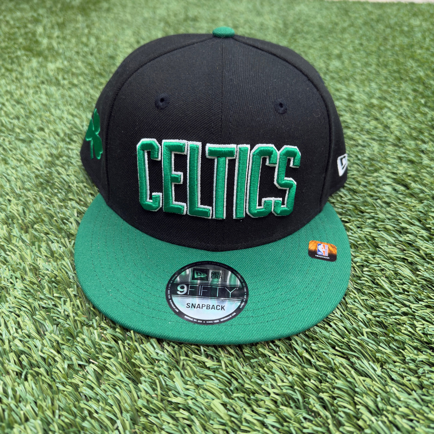 Black and Green Celtics Snapback Hat