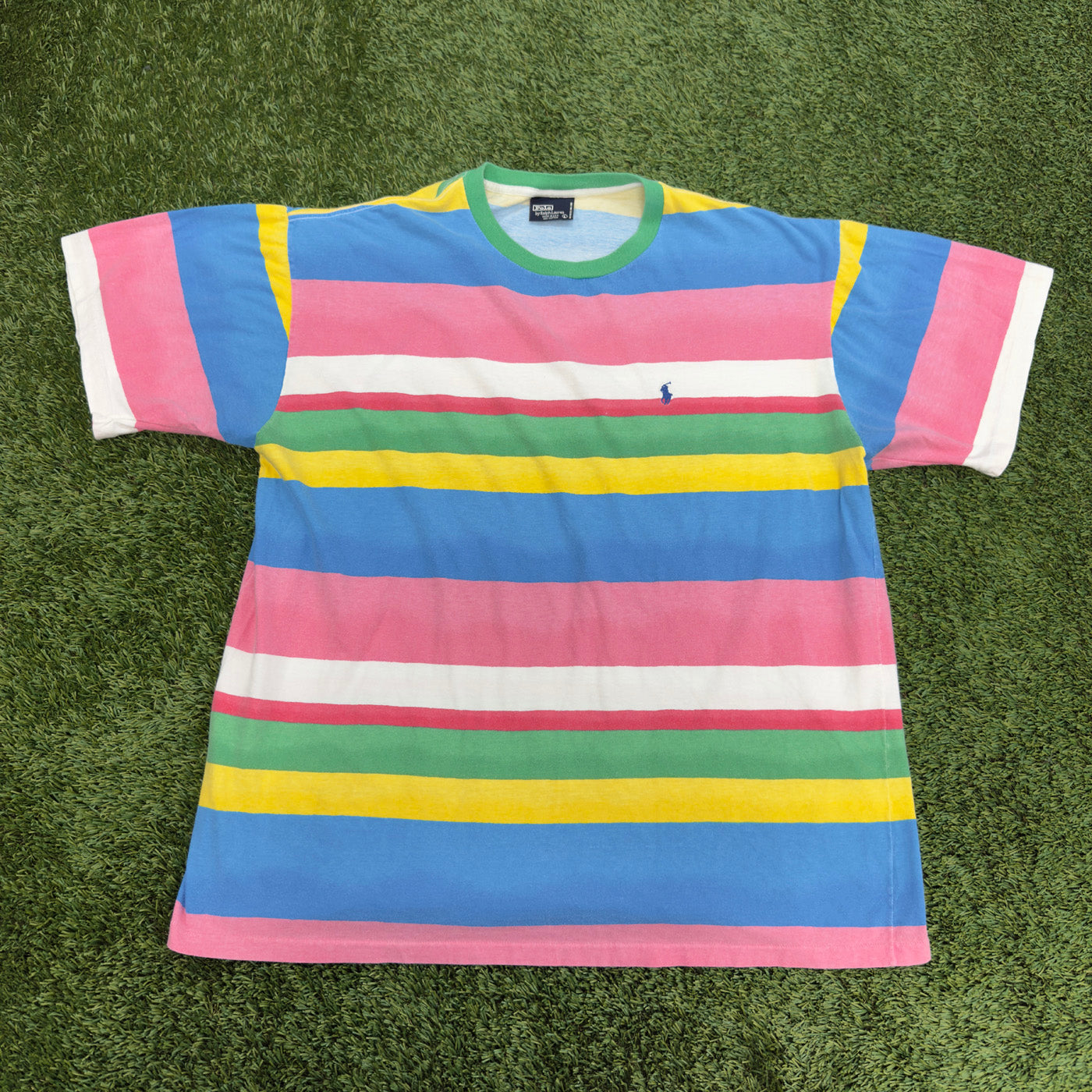 Vintage Polo by Ralph Lauren Ice Cream Striped Short Sleeve Shirt, 90’s, Made in USA, L