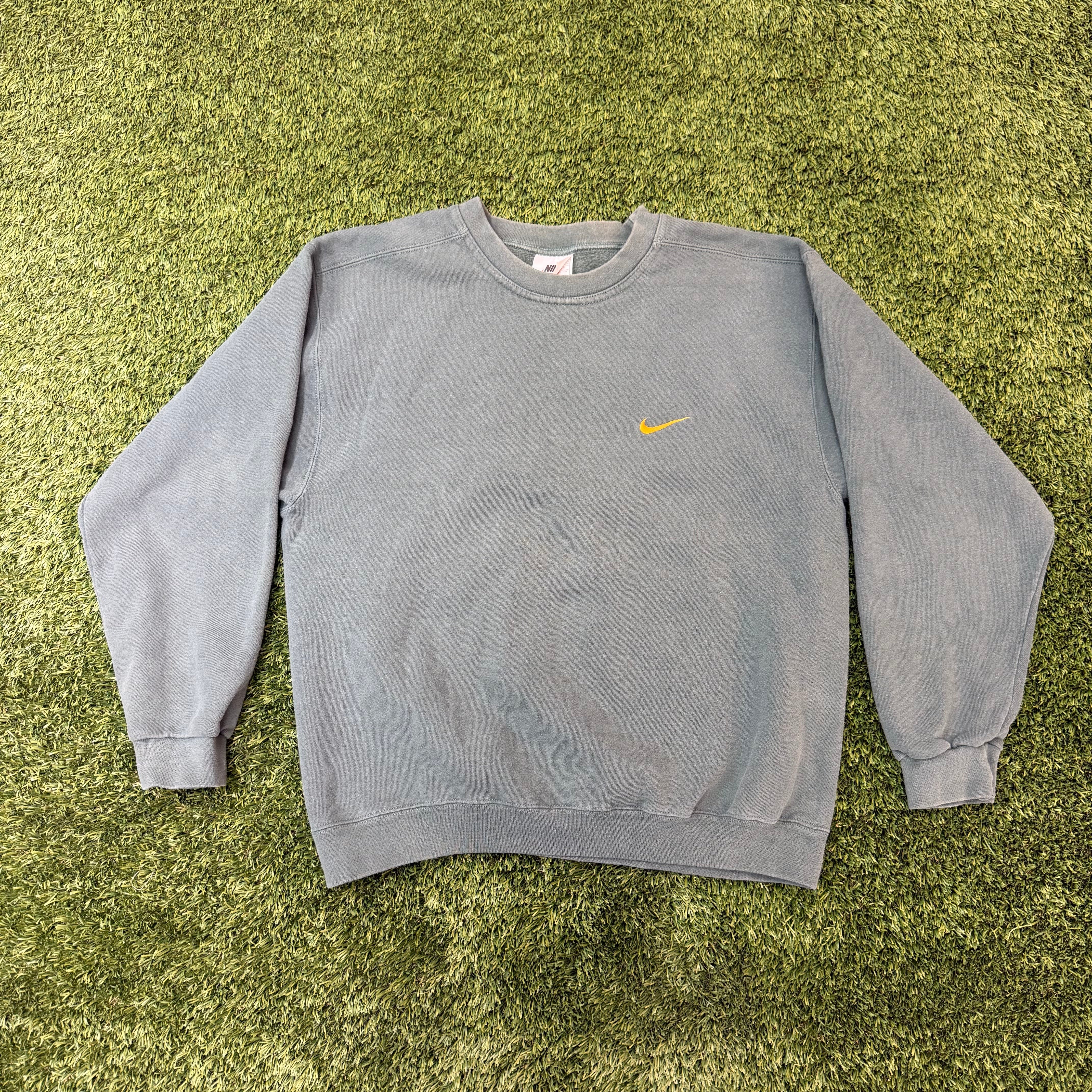 Nike Vintage Green Crewneck with Yellow Swoosh, M