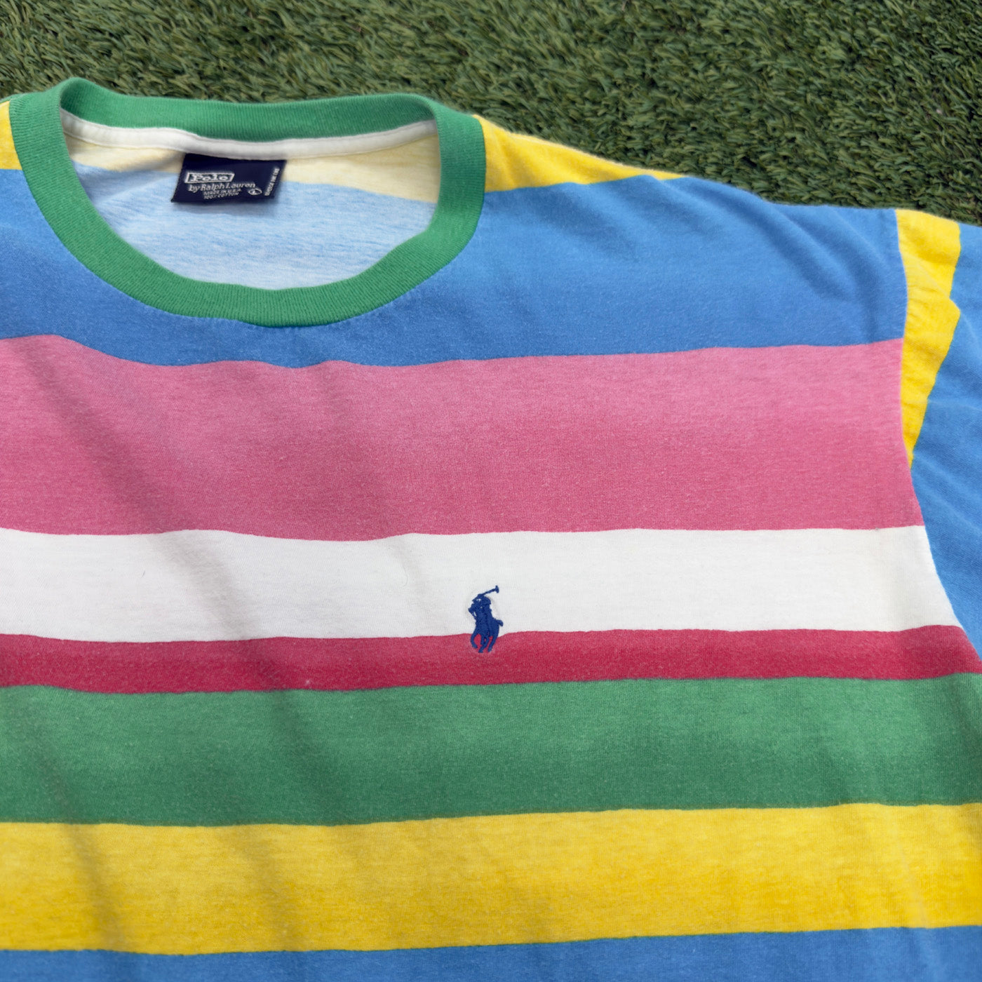 Vintage Polo by Ralph Lauren Ice Cream Striped Short Sleeve Shirt, 90’s, Made in USA, L