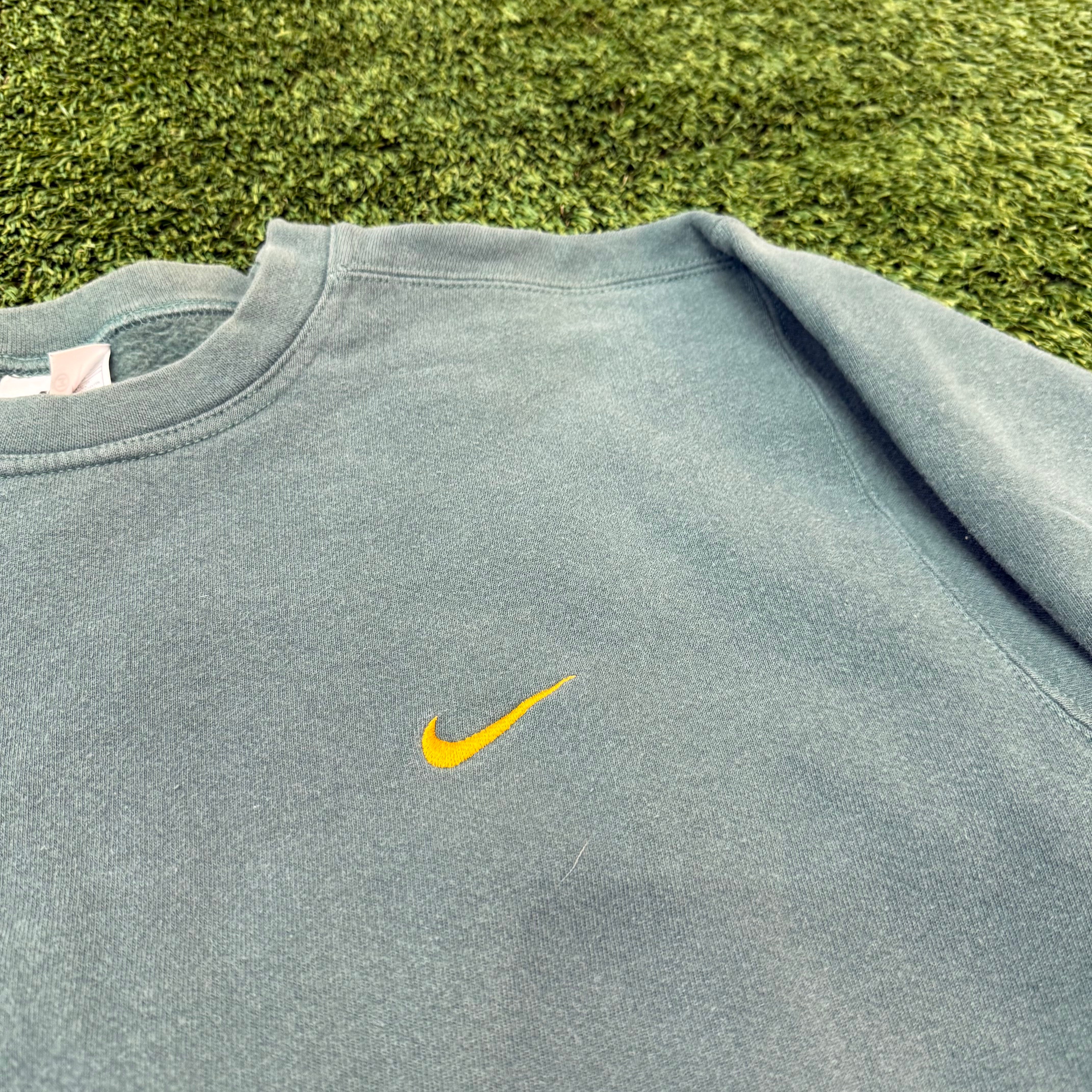 Nike Vintage Green Crewneck with Yellow Swoosh, M