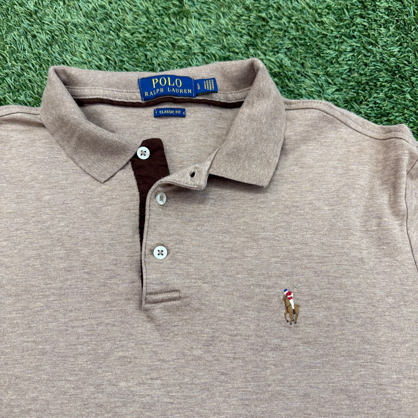 Vintage Polo Ralph Lauren Long Sleeve Polo Shirt, Brown, L