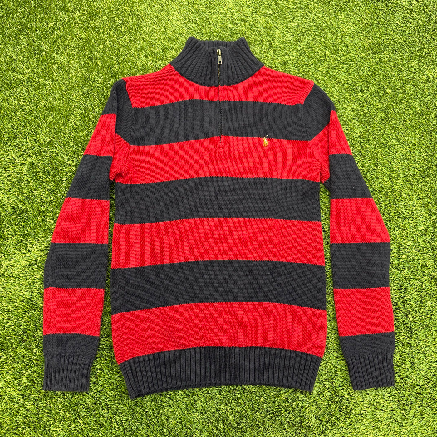 Vintage Polo Ralph Lauren Quarter Zip Stripe Sweater, XS