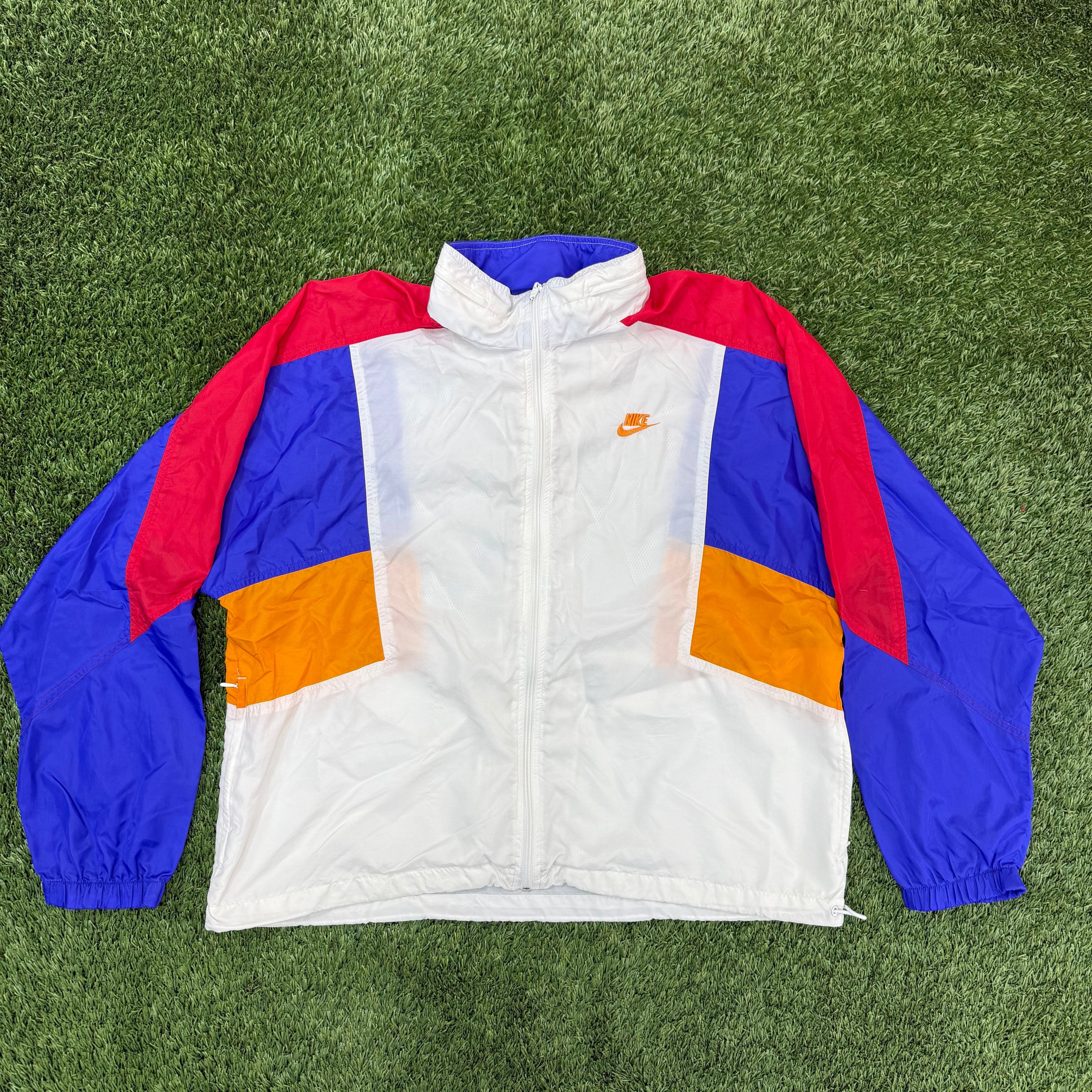 Nike Vintage White Color Block Windbreaker, L