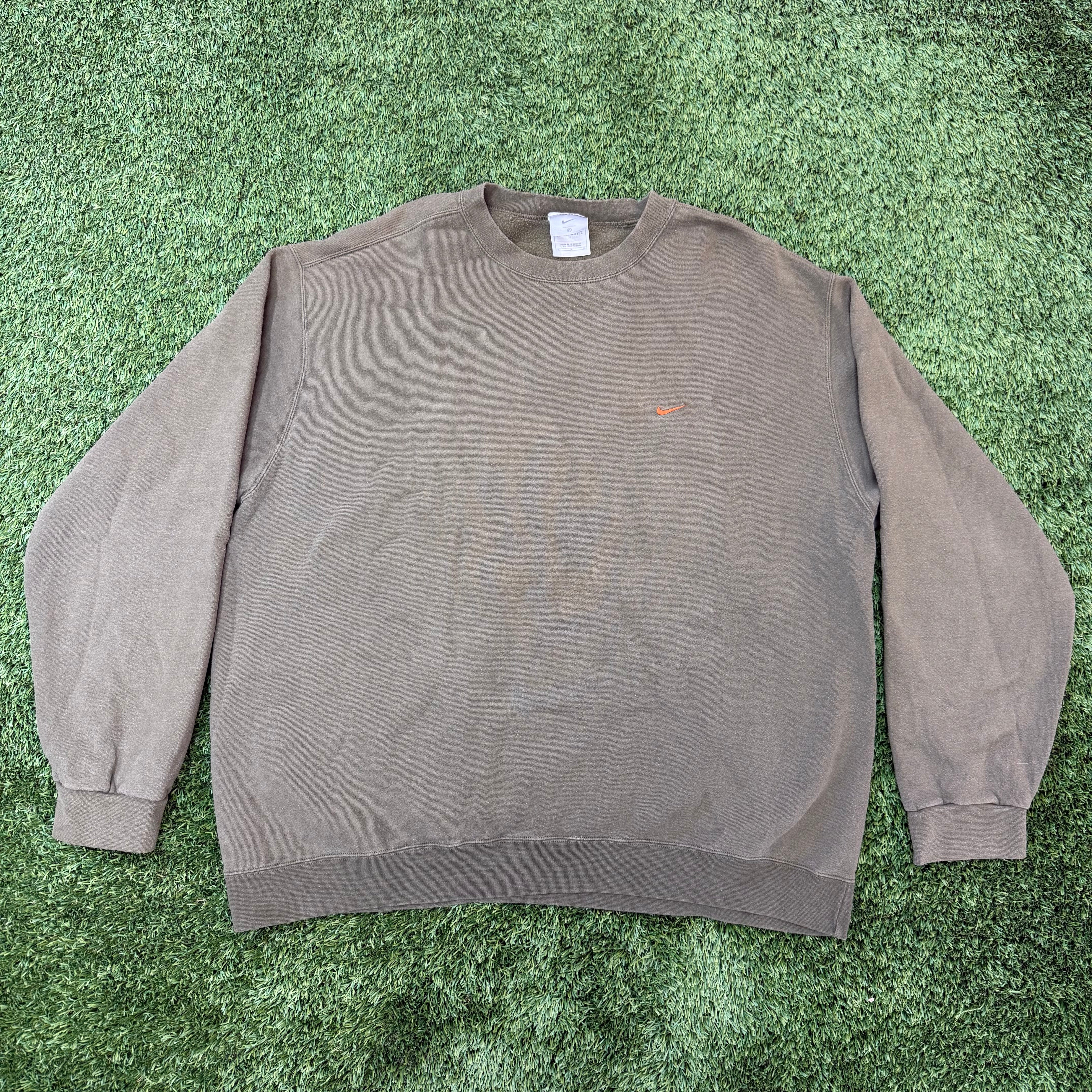 Nike Vintage Crewneck Brown with Orange Swoosh, XL