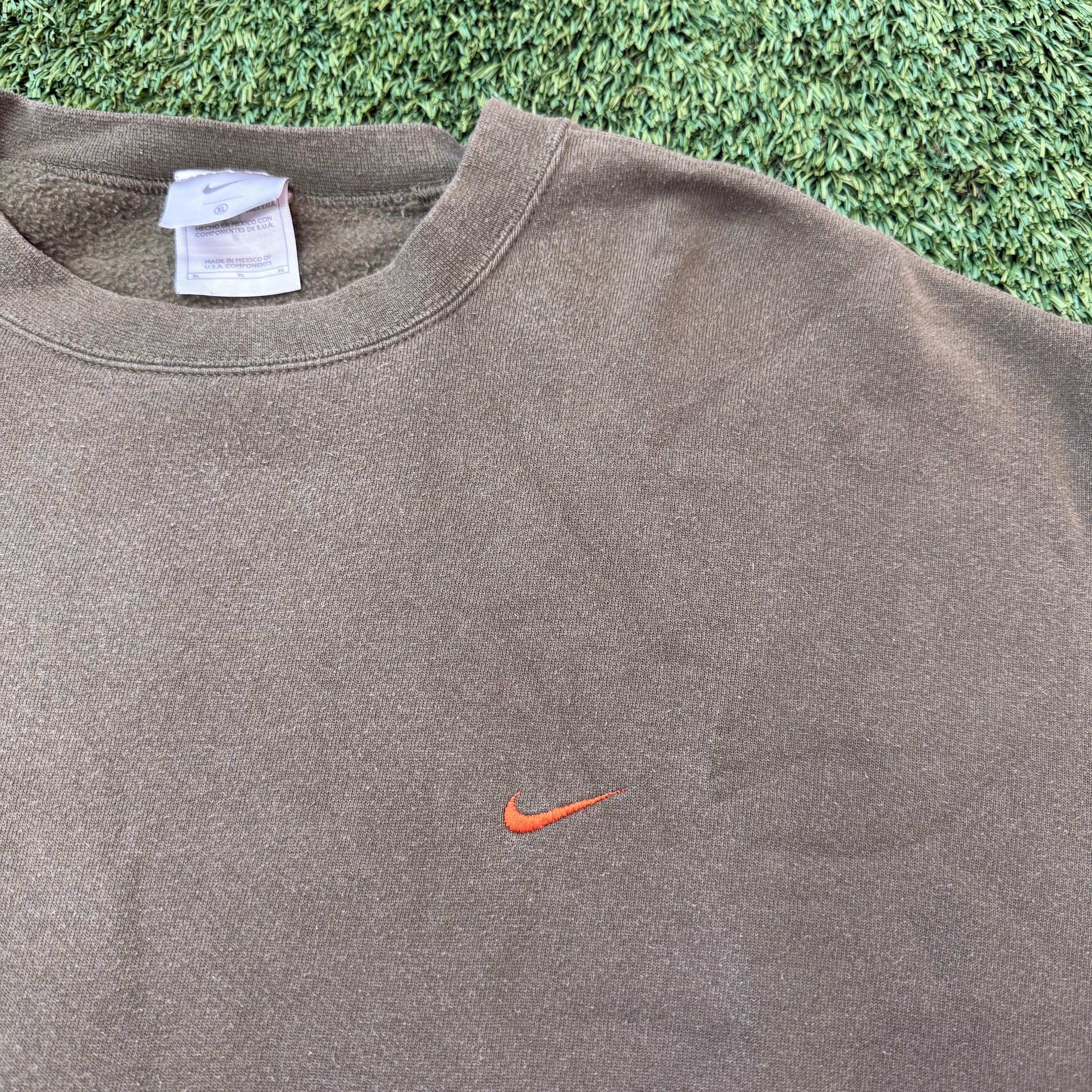 Nike Vintage Crewneck Brown with Orange Swoosh, XL