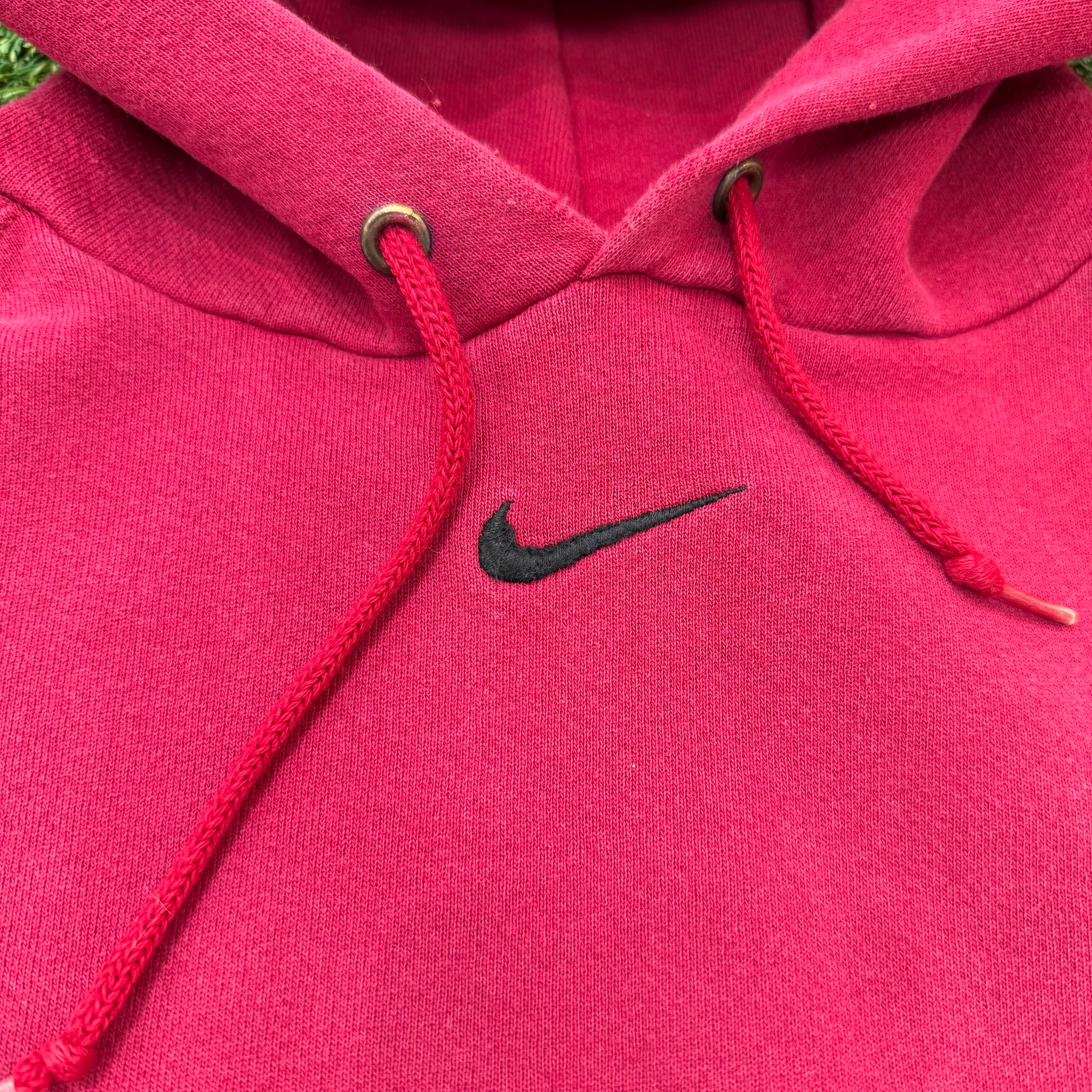 Nike Vintage Red Center Swoosh Hoodie, Black Swoosh, L