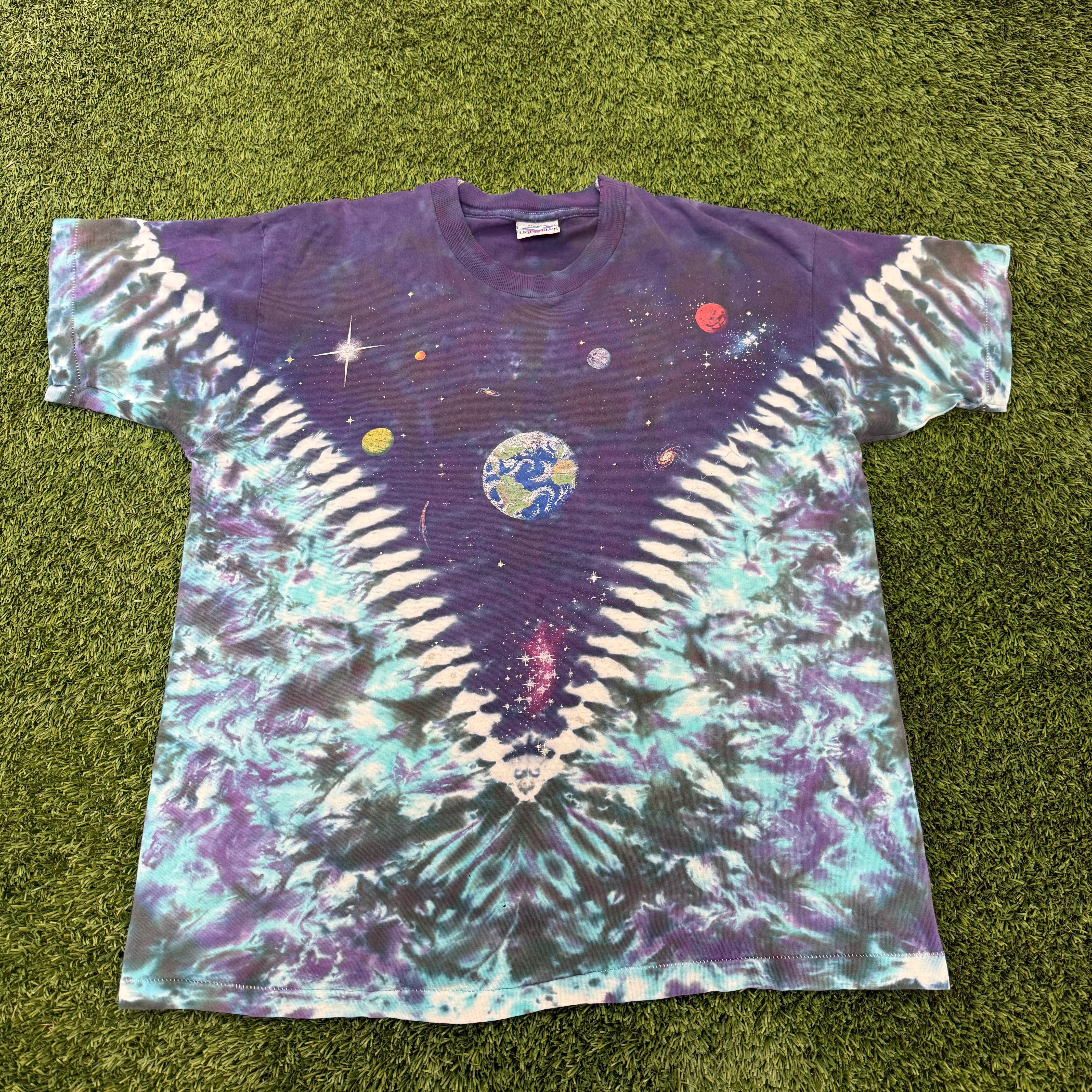 Vintage Liquid Blue Tie Dye Galaxy Shirt, XL