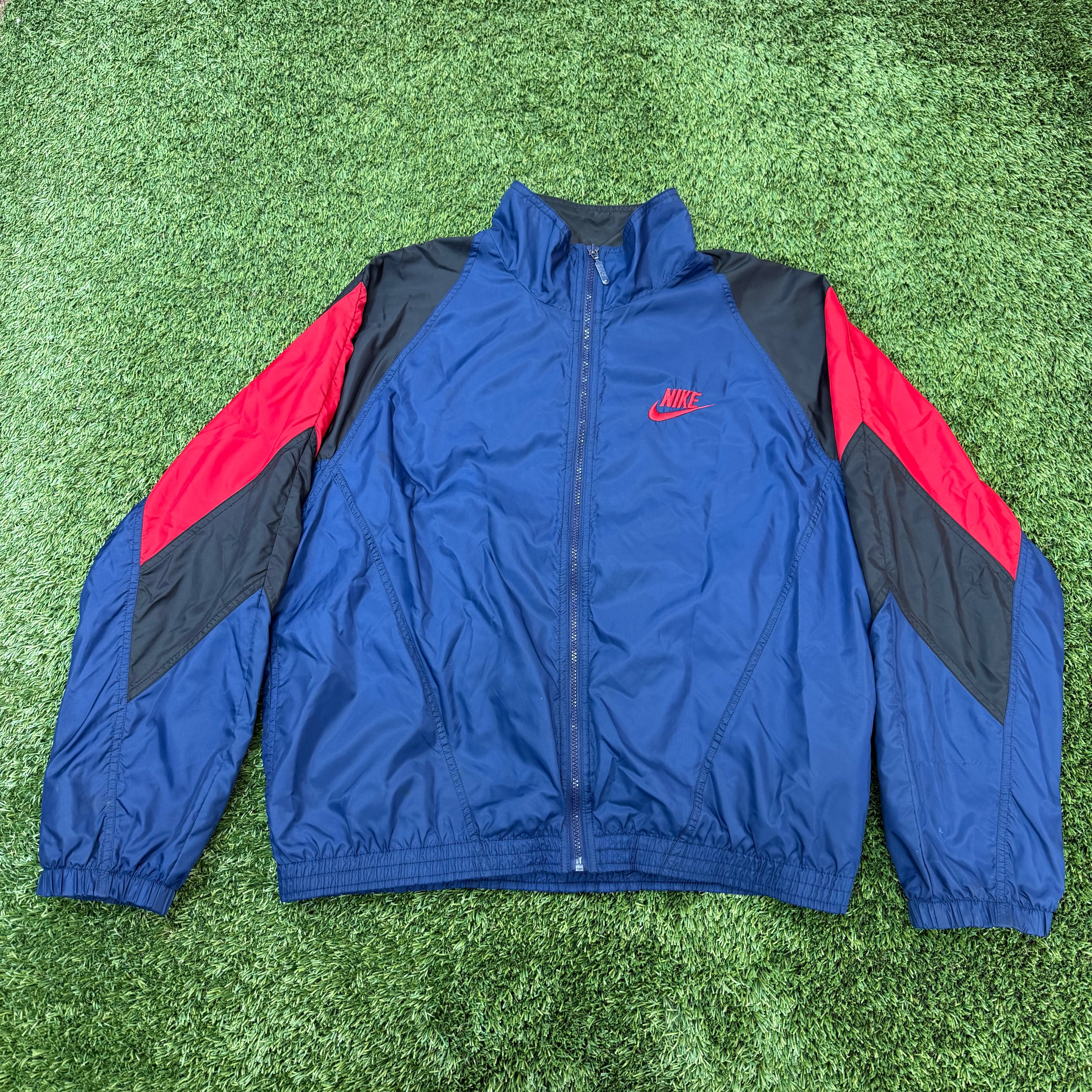 Nike Vintage Red and Navy Windbreaker, L