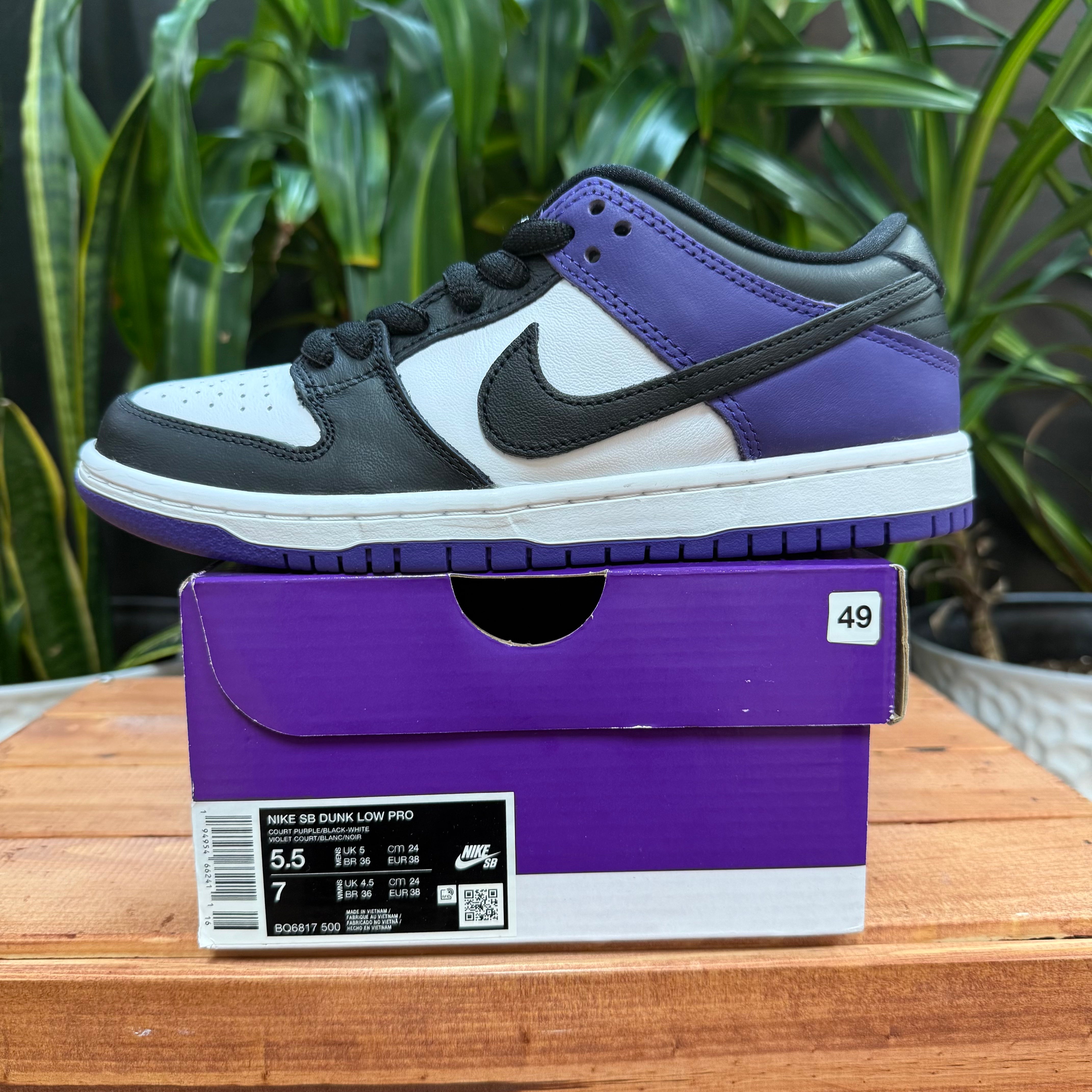 Nike SB Dunk Low Court Purple, Mens 5.5, W7