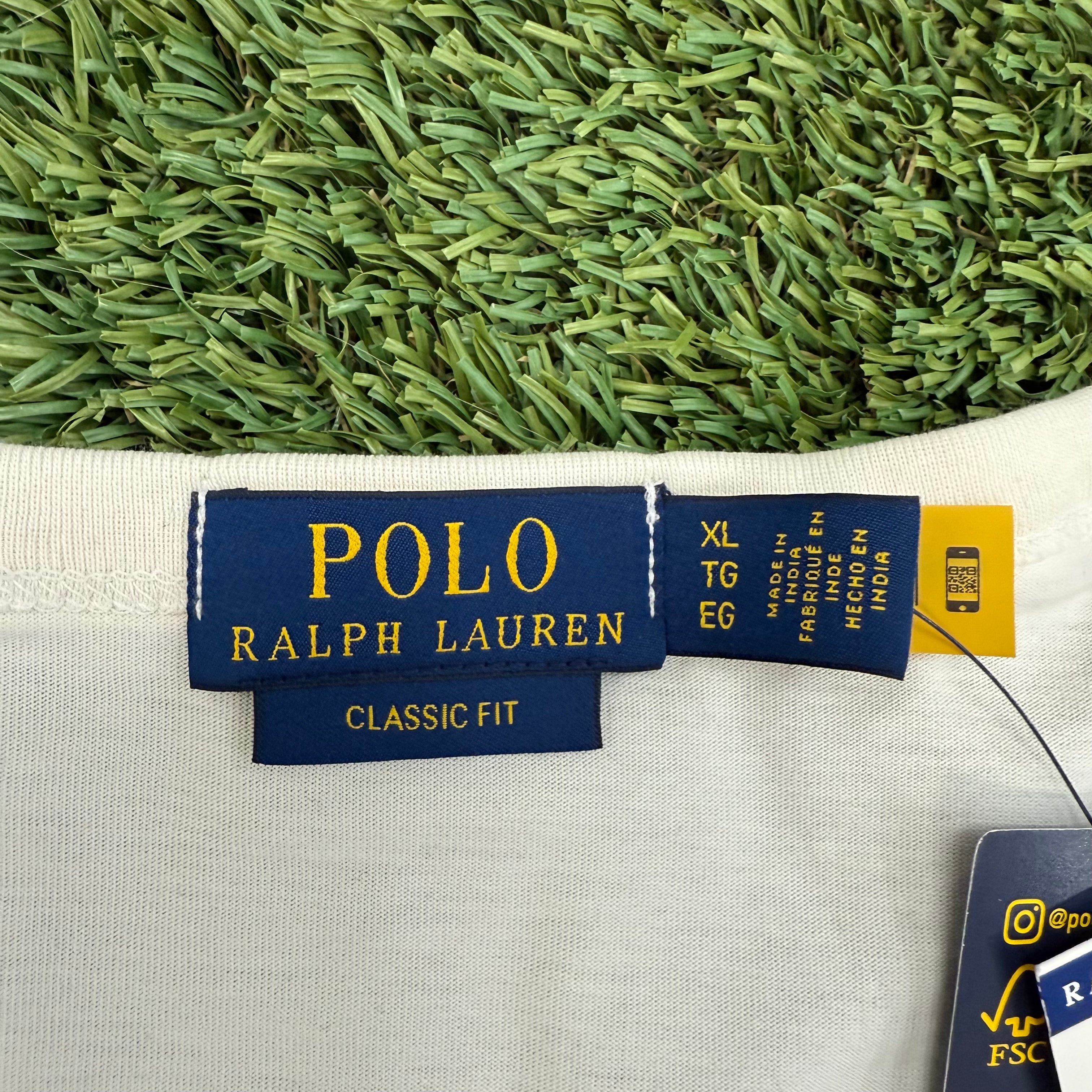 Polo Ralph Lauren Plaid Logo Jersey T-Shirt, Cream- XL NWT