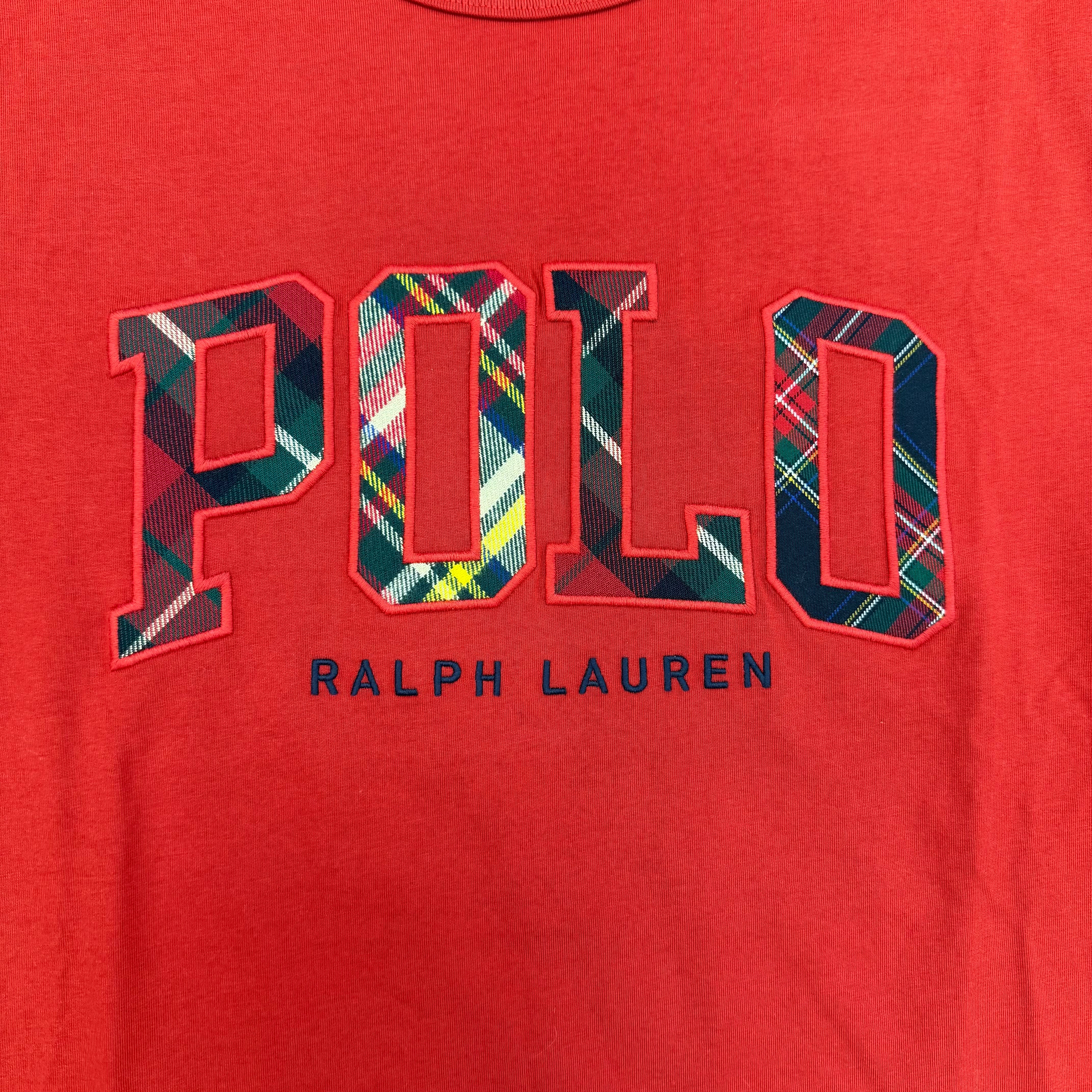 Polo Ralph Lauren Plaid Logo Jersey T-Shirt, Red - M NWT