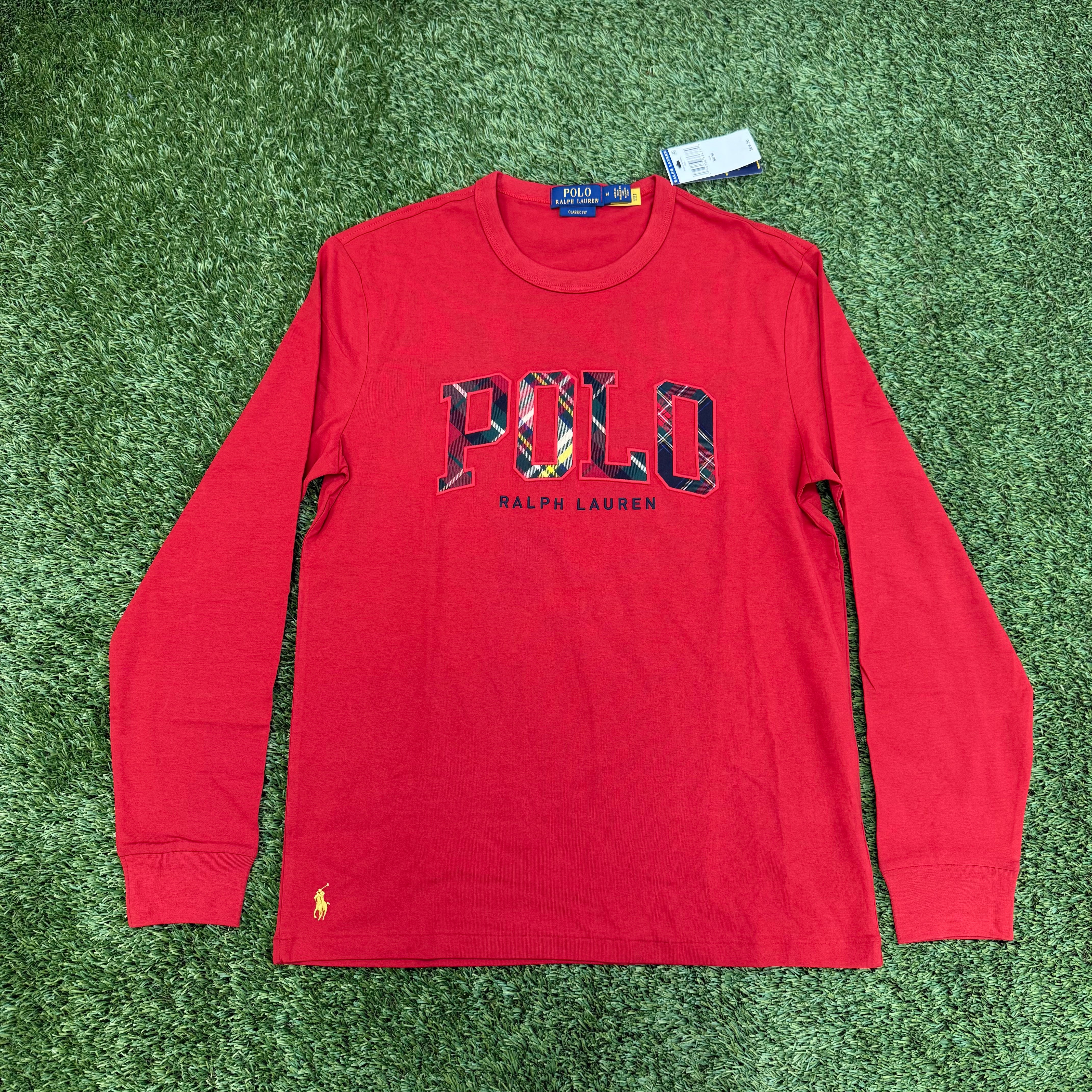 Polo Ralph Lauren Plaid Logo Jersey T-Shirt, Red - M NWT