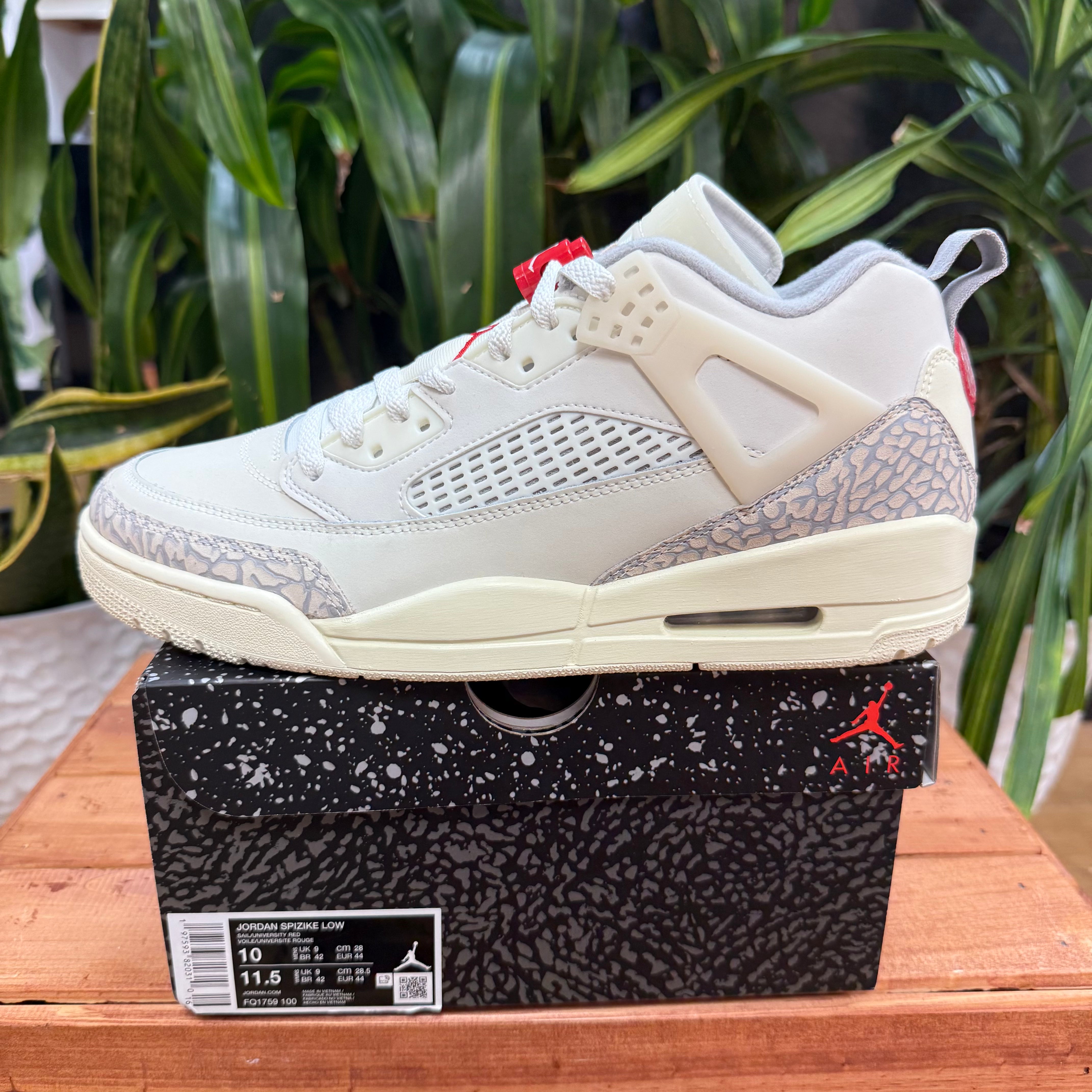 Nike Jordan Spizike Low 'Sail /Unversity red', Mens 10, W11.5