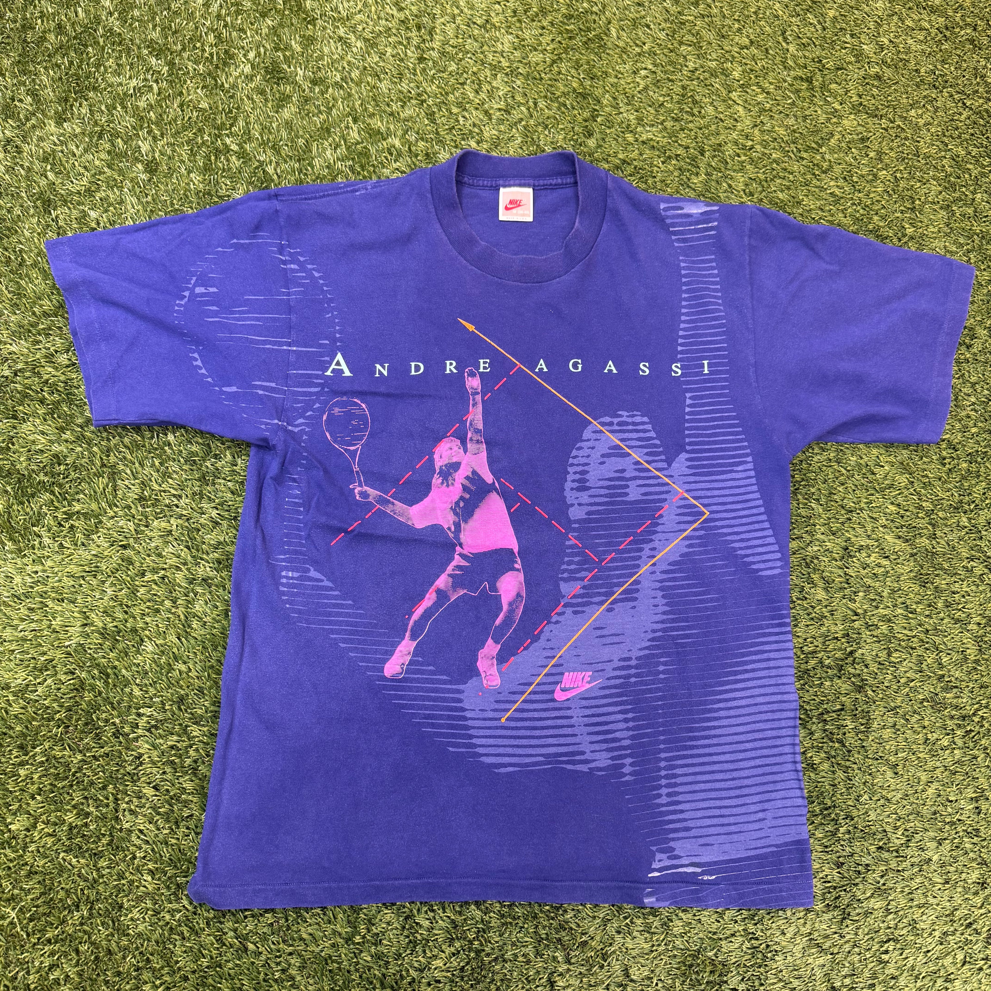 Nike Vintage Andre Agassi 90s Purple Short Sleeve Shirt, L