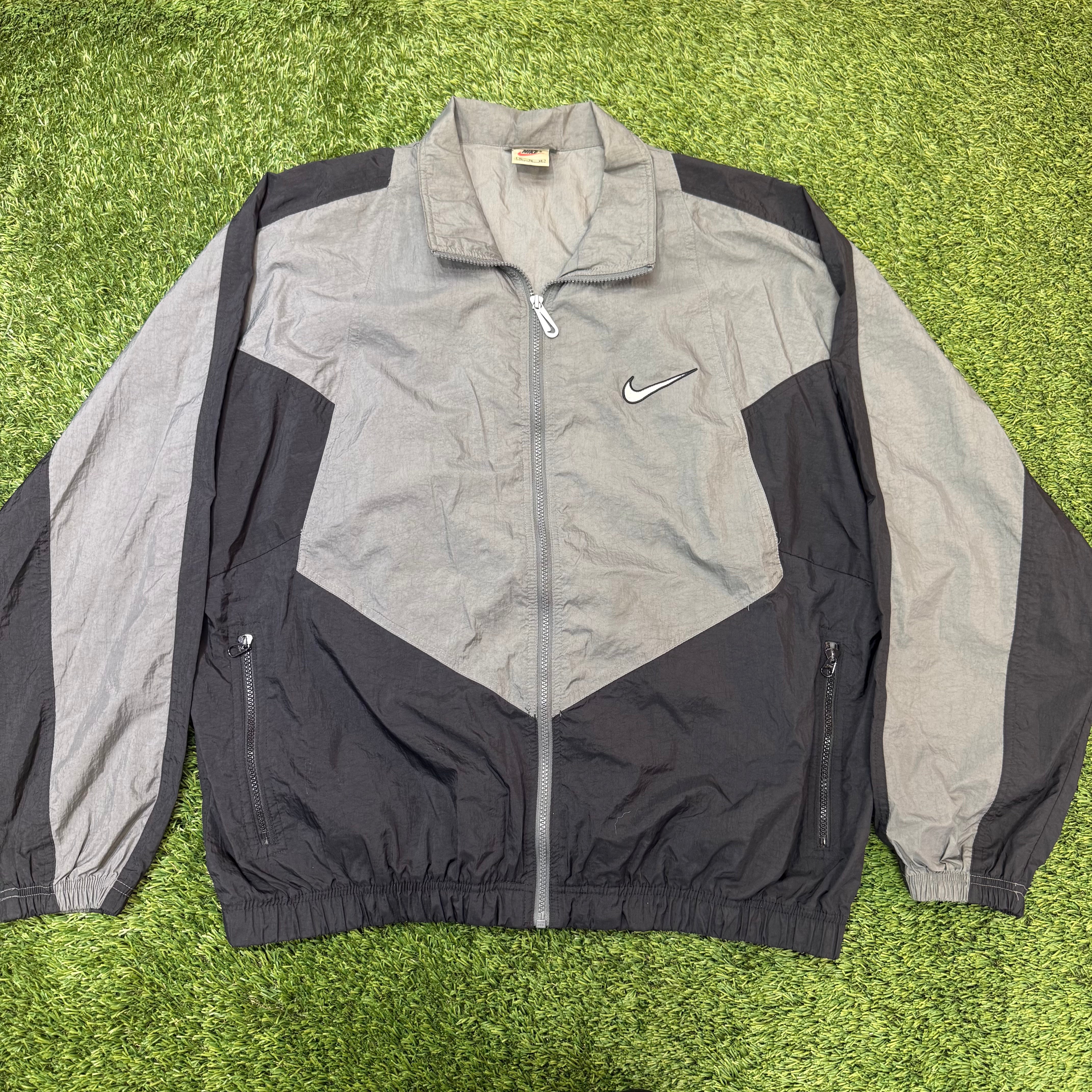 Nike Vintage Black and Gray Windbreaker, XL