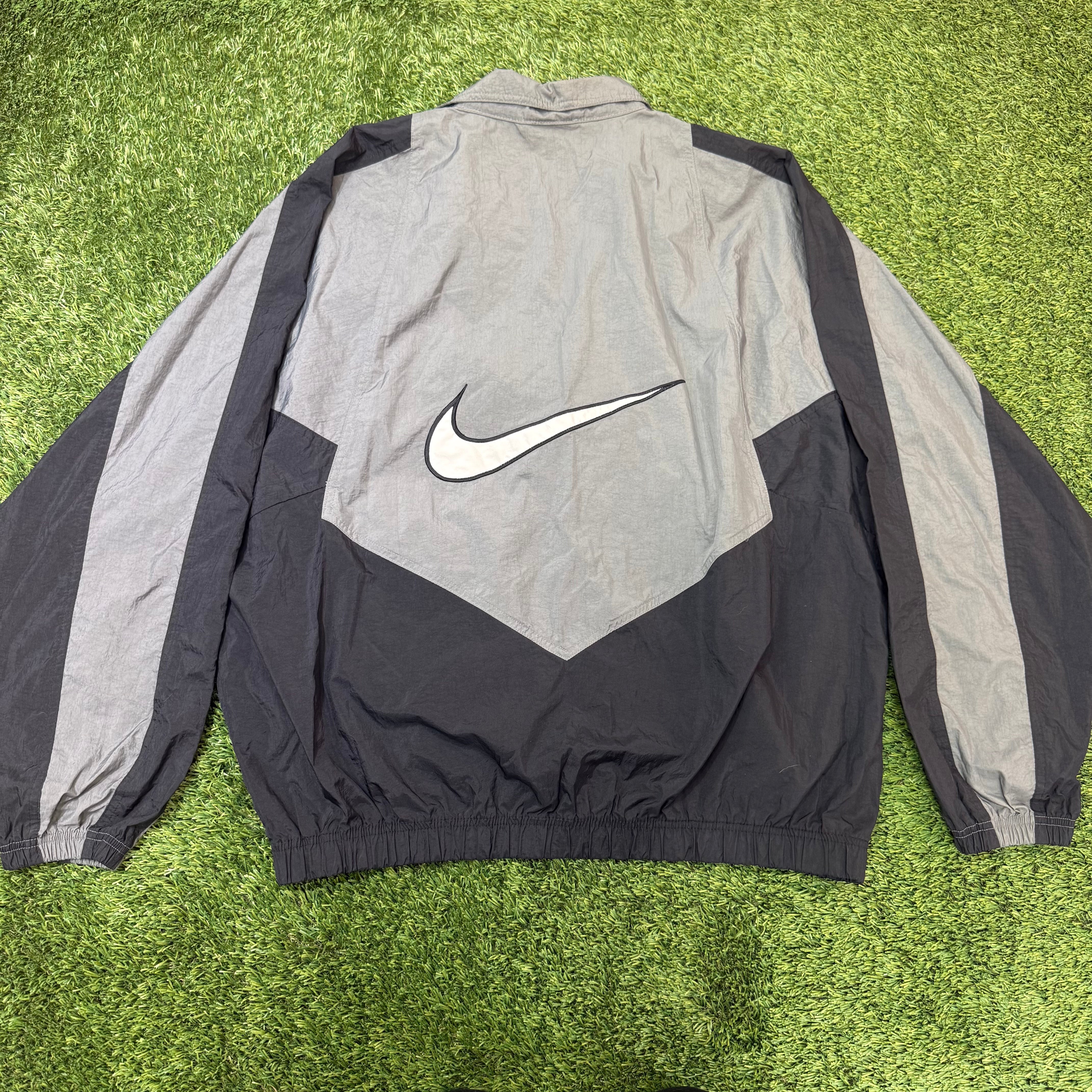 Nike Vintage Black and Gray Windbreaker, XL