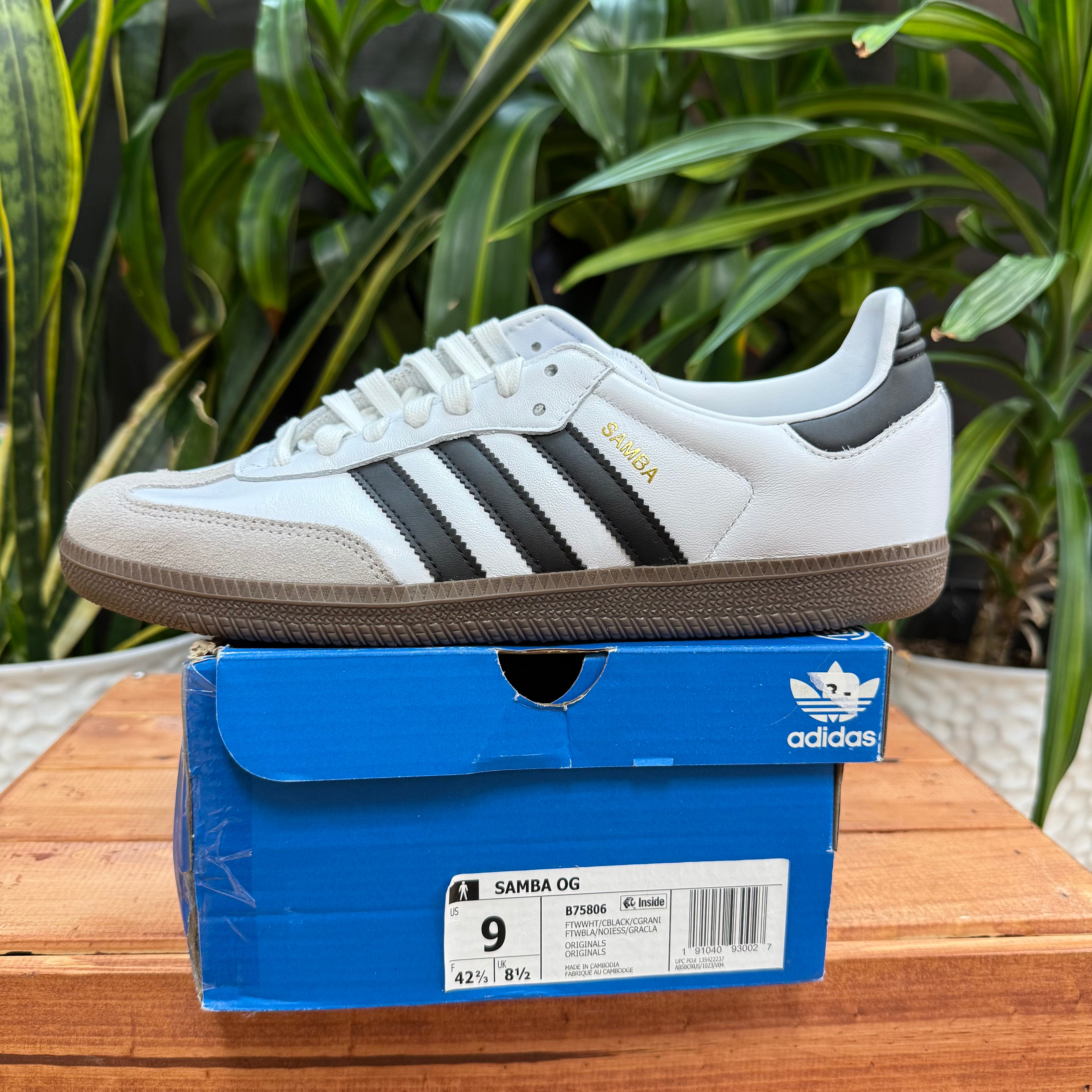 Adidas Samba OG Cloud White Core Black, Mens 9, W10.5