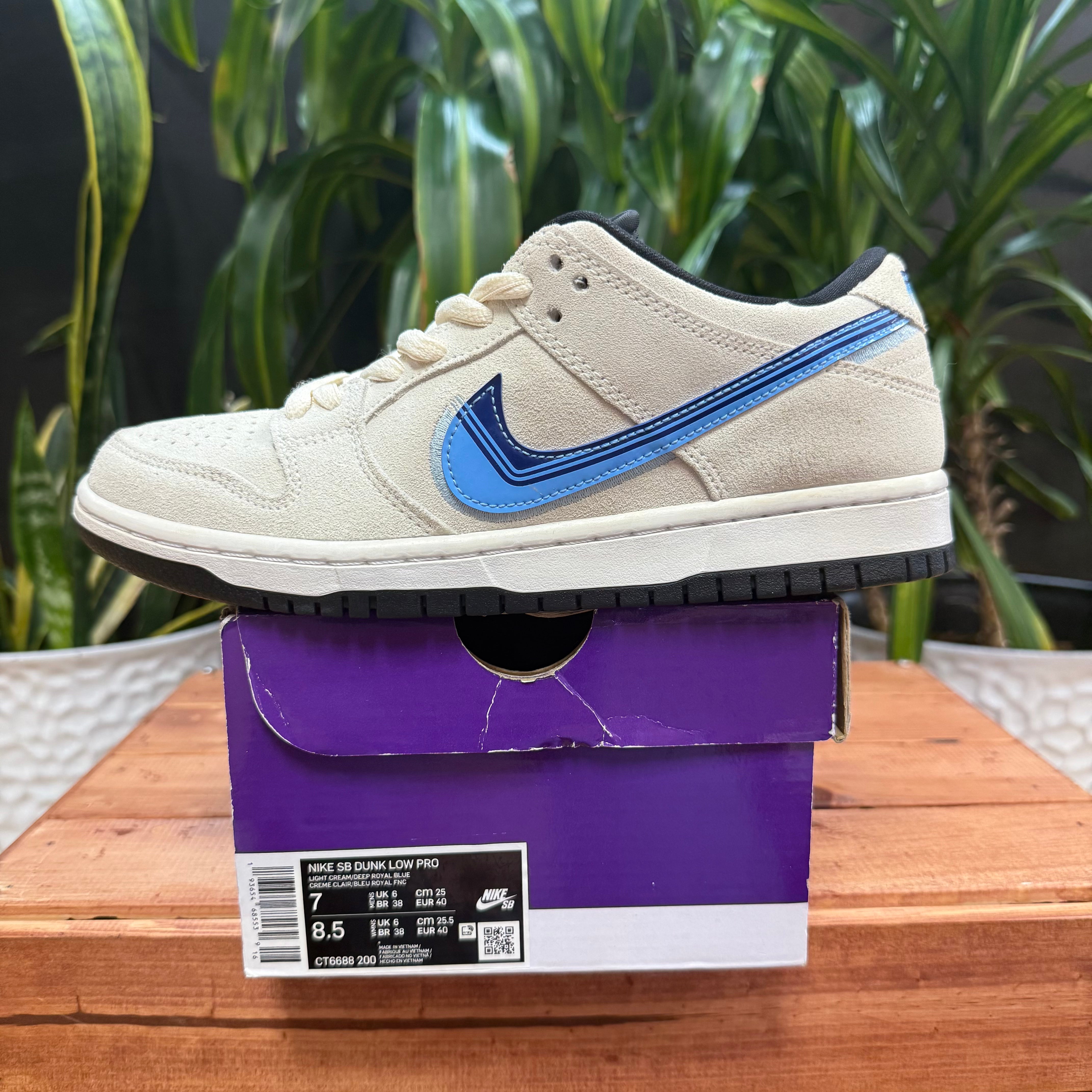 Nike SB Dunk Low Pro Truck It White/blue Black, Mens 7, W8.5