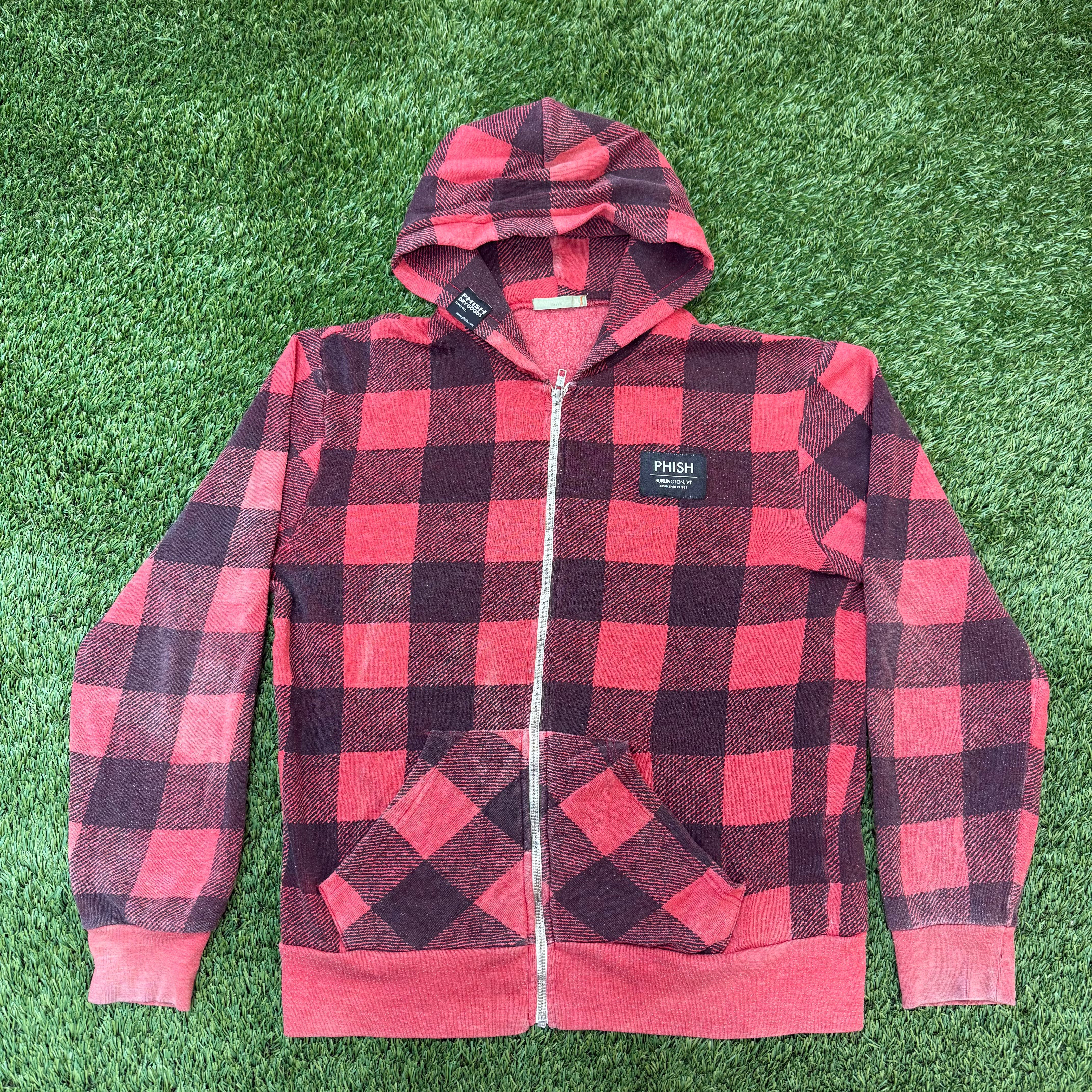 Vintage Phish Burlington VT Red Plaid Hoodie, M