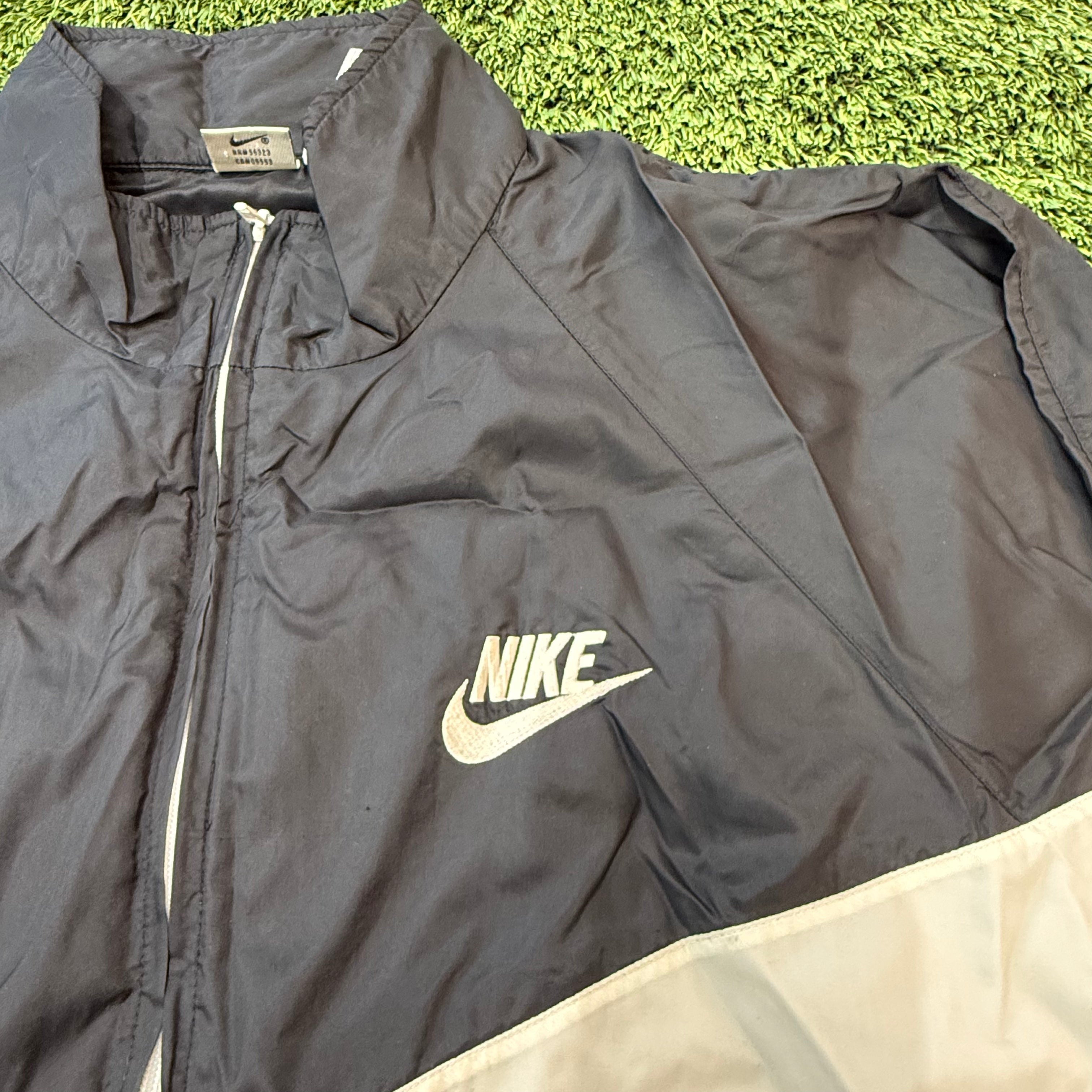 Vintage Nike Large Swoosh Black Windbreaker, XL