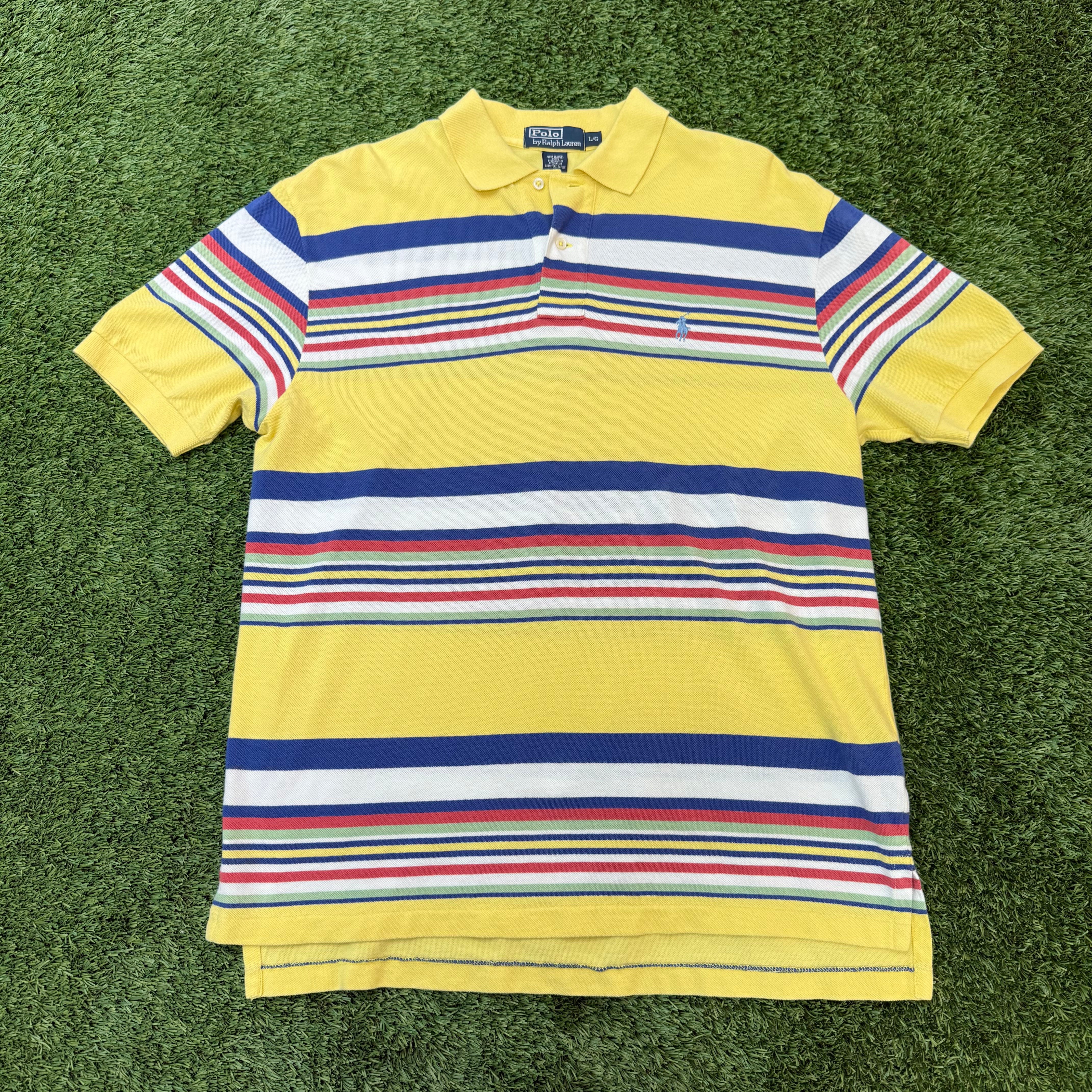 Vintage Polo by Ralph Lauren Yellow & Striped Polo, L