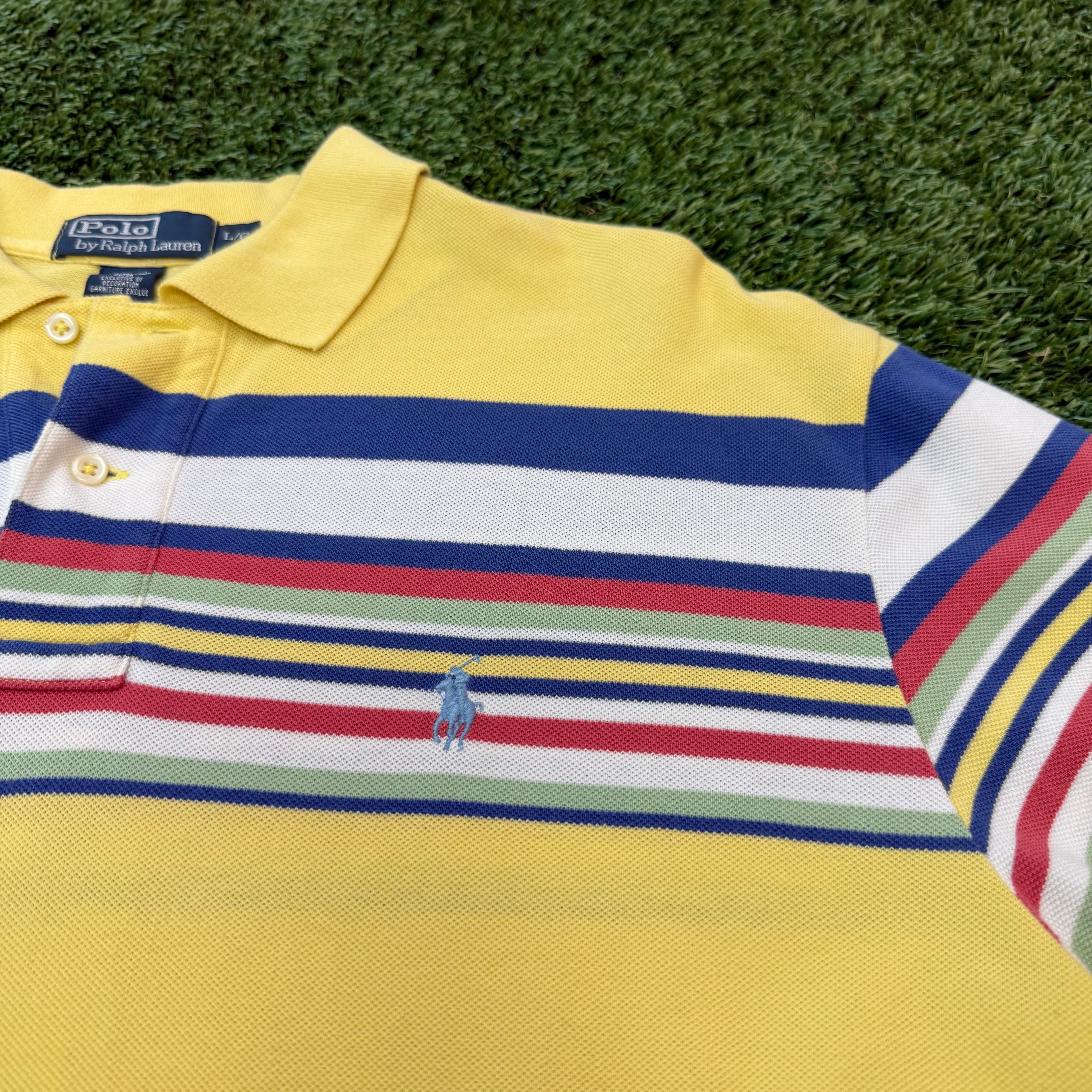 Vintage Polo by Ralph Lauren Yellow & Striped Polo, L