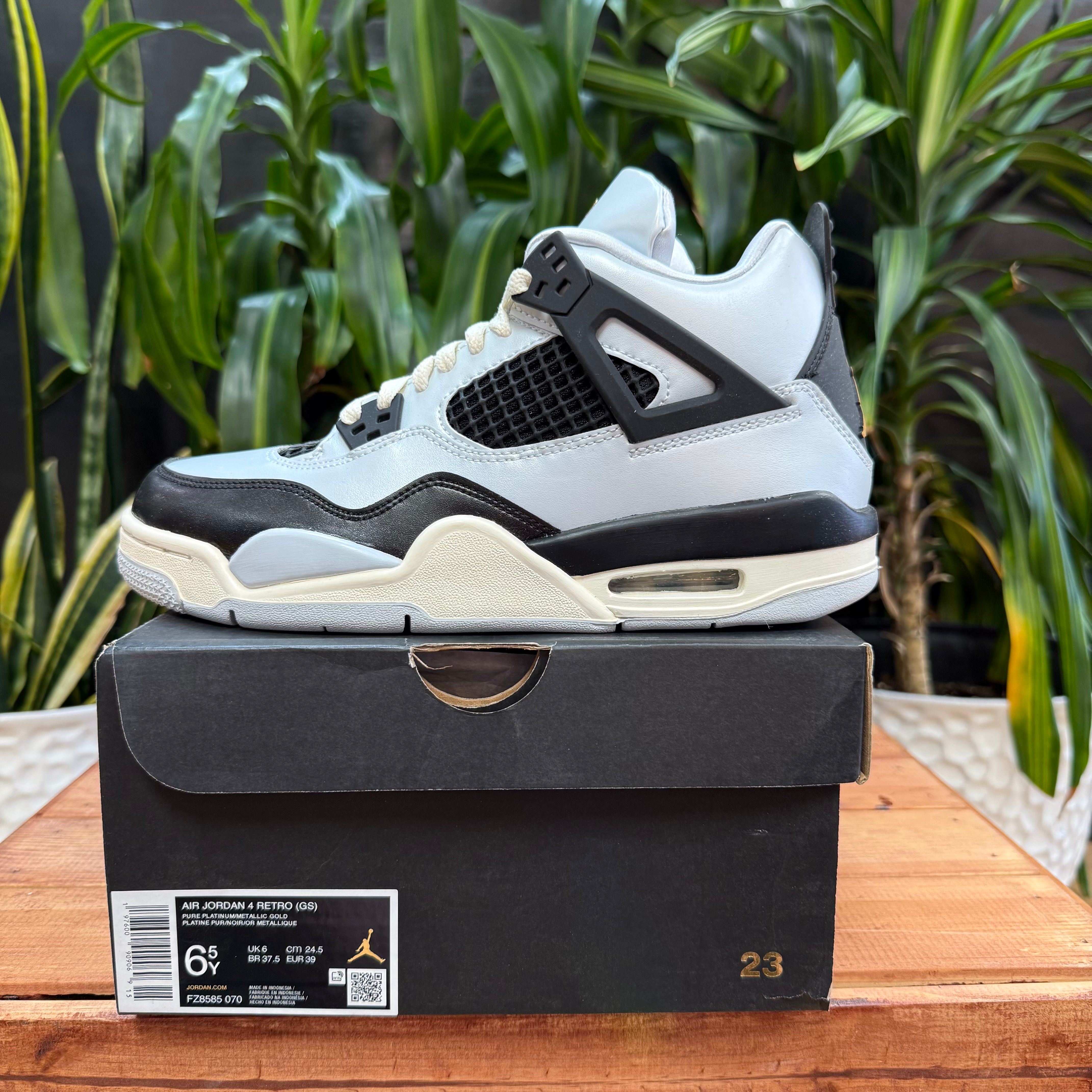 Jordan 4 Retro Platinum Gold (GS), Mens 6.5, W8