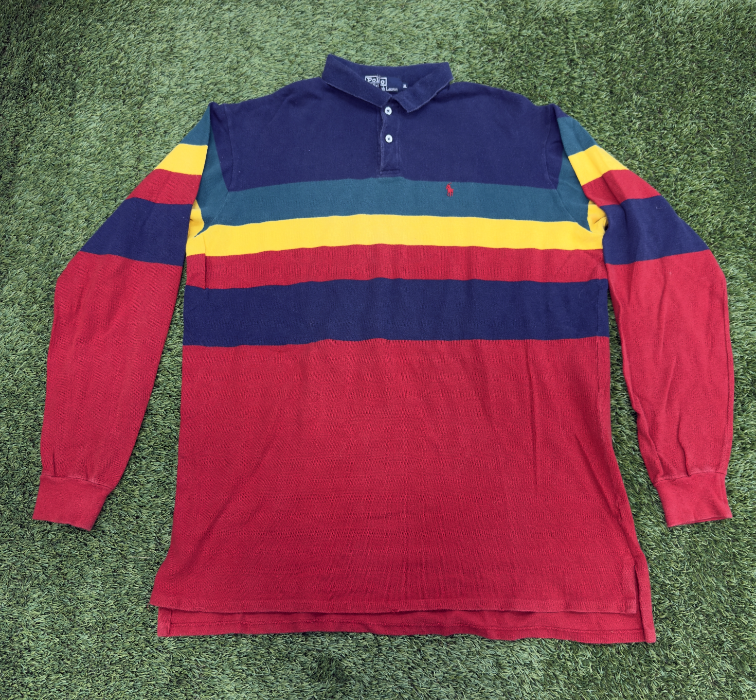 Vintage Polo Ralph Lauren Stripe Long Sleeve Polo, XL