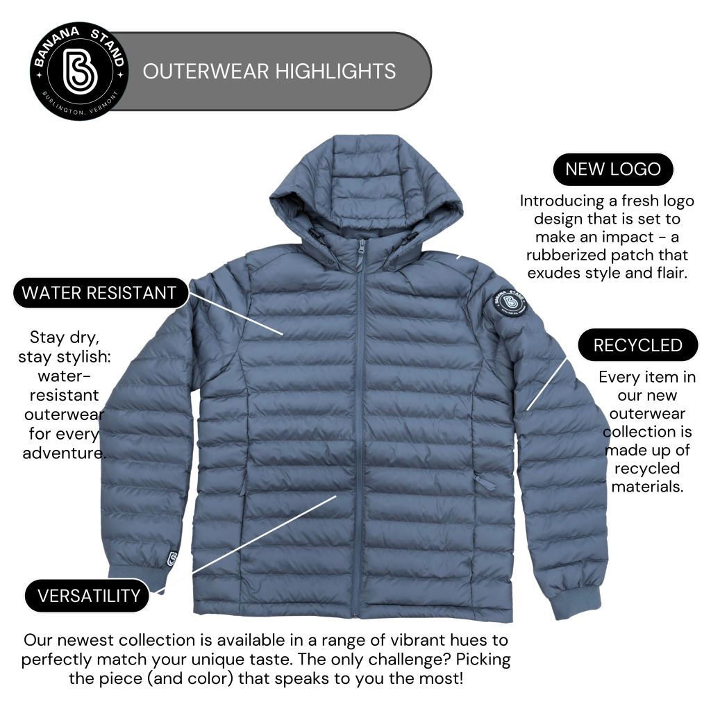 Banana Stand Lightweight Puffer Jacket, Gray - Banana Stand