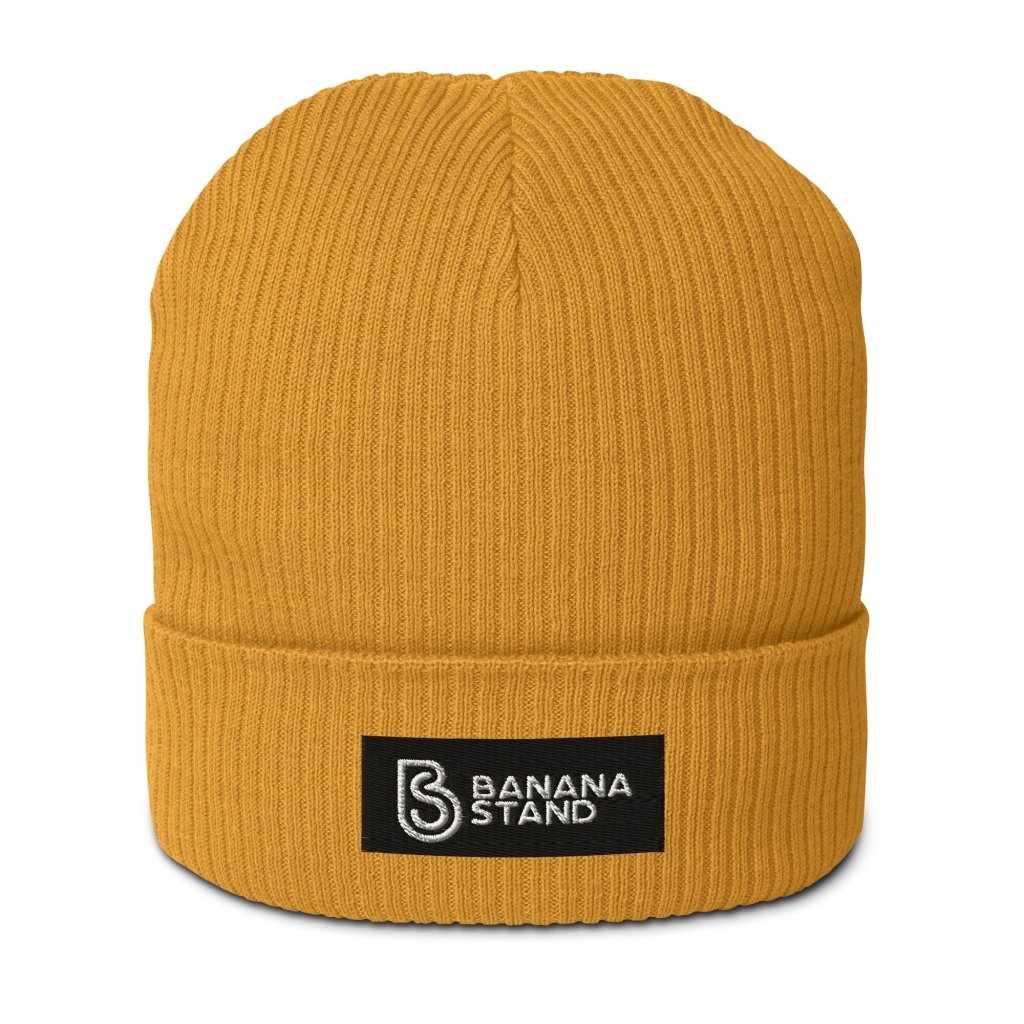 Banana Stand Organic Ribbed Box Logo Beanie, Gold - Banana Stand