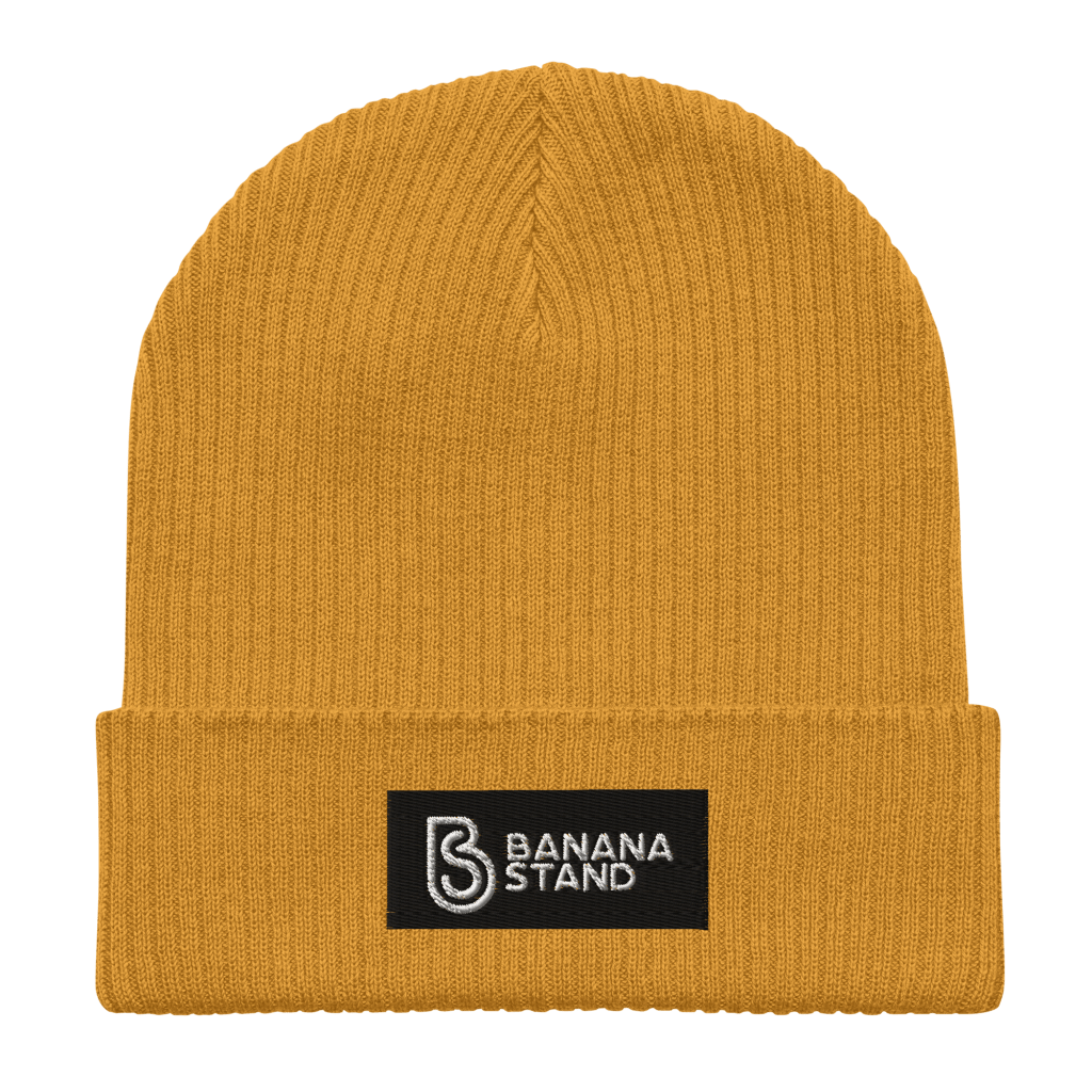 Banana Stand Organic Ribbed Box Logo Beanie, Gold - Banana Stand