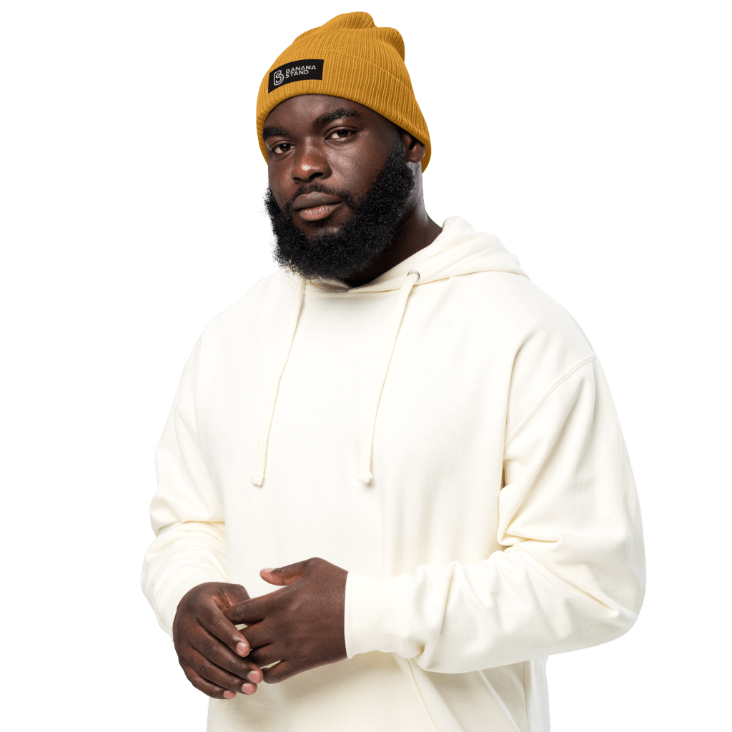 Banana Stand Organic Ribbed Box Logo Beanie, Gold - Banana Stand