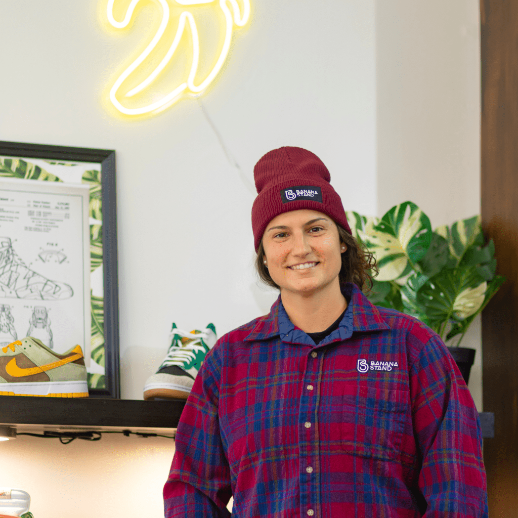 Banana Stand Organic Ribbed Box Logo Beanie, Maroon - Banana Stand