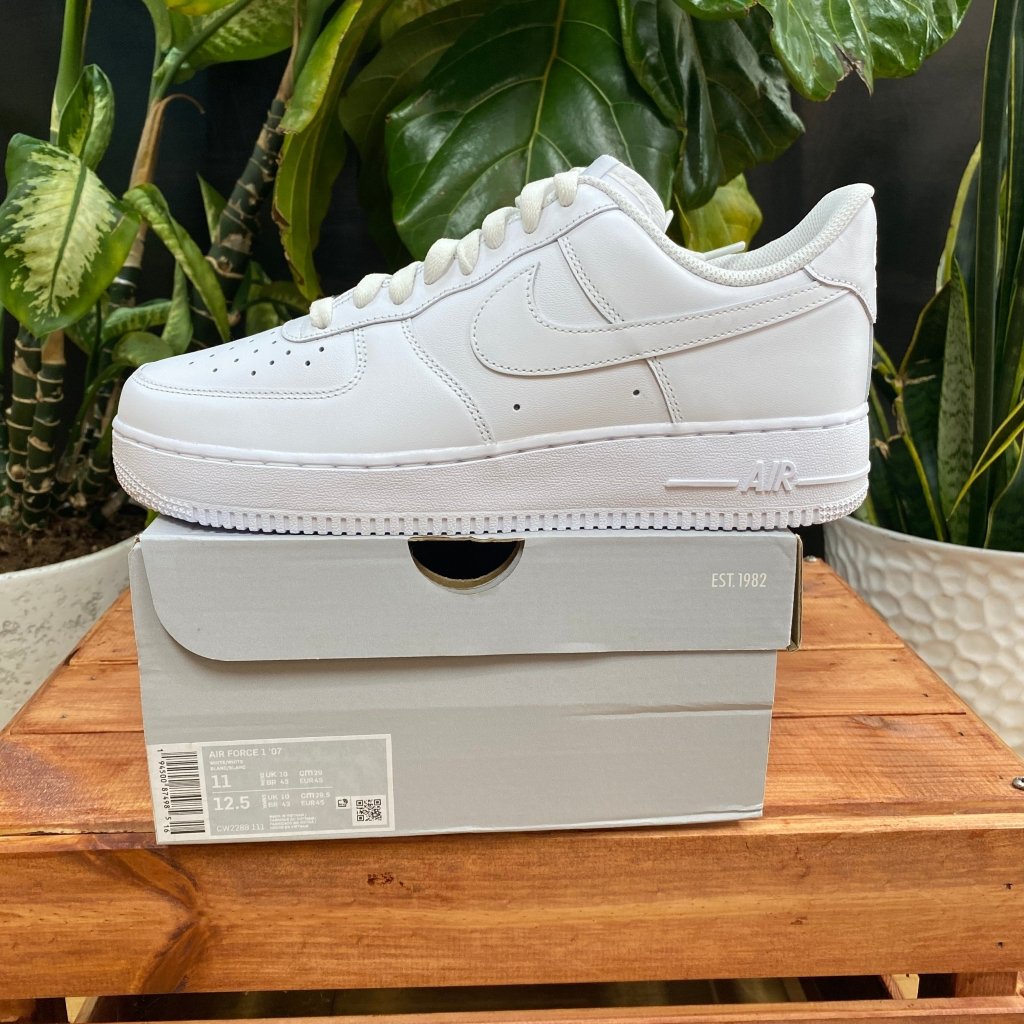 Nike Air Force 1 '07 - Triple White, Mens 11, W12.5 - Banana Stand