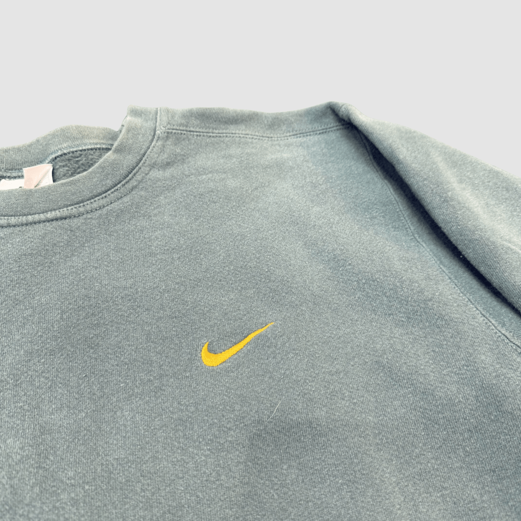 Nike Vintage Green Crewneck with Yellow Swoosh, M - Banana Stand